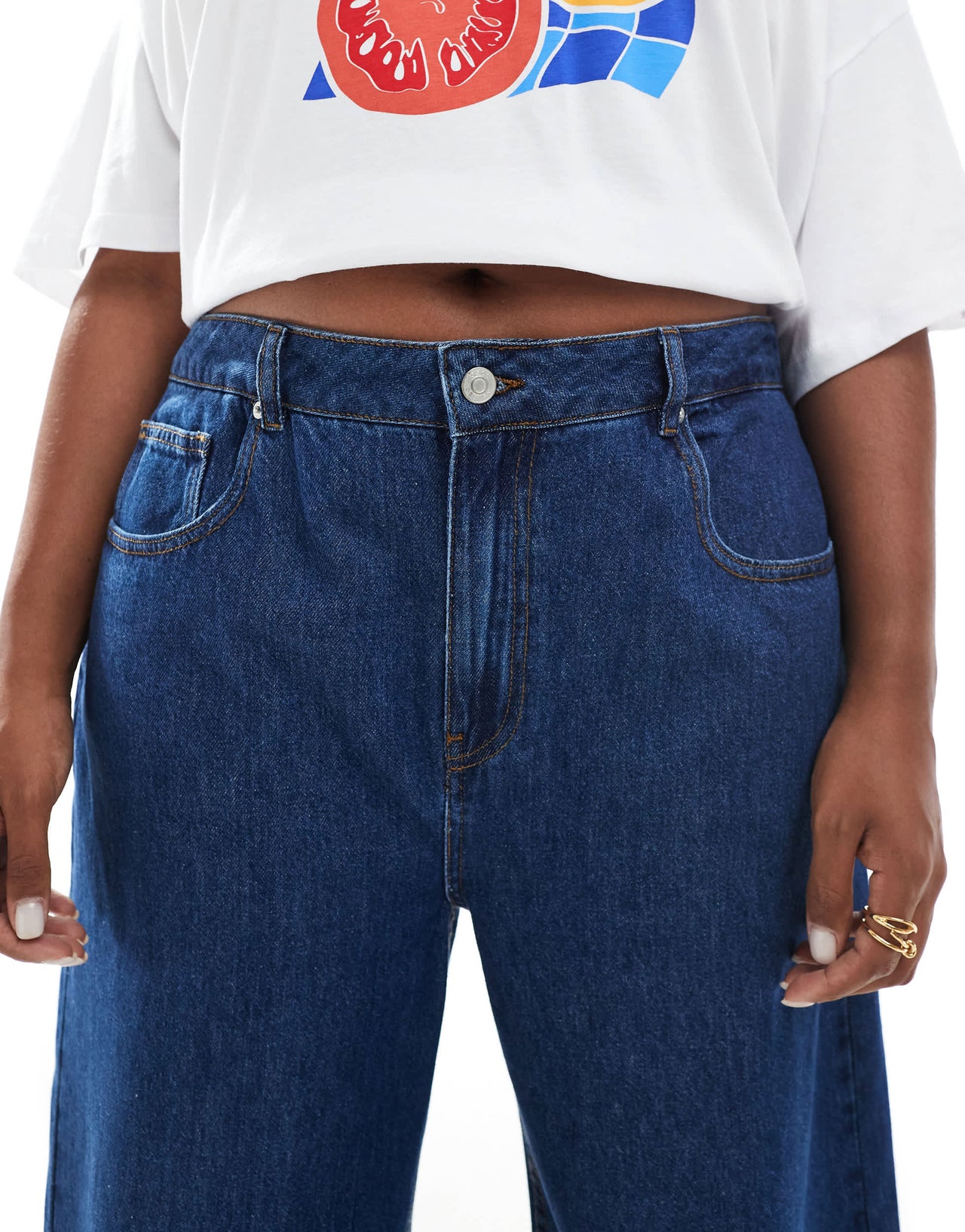 ASOS DESIGN Curve barrel jeans in clean darkwash