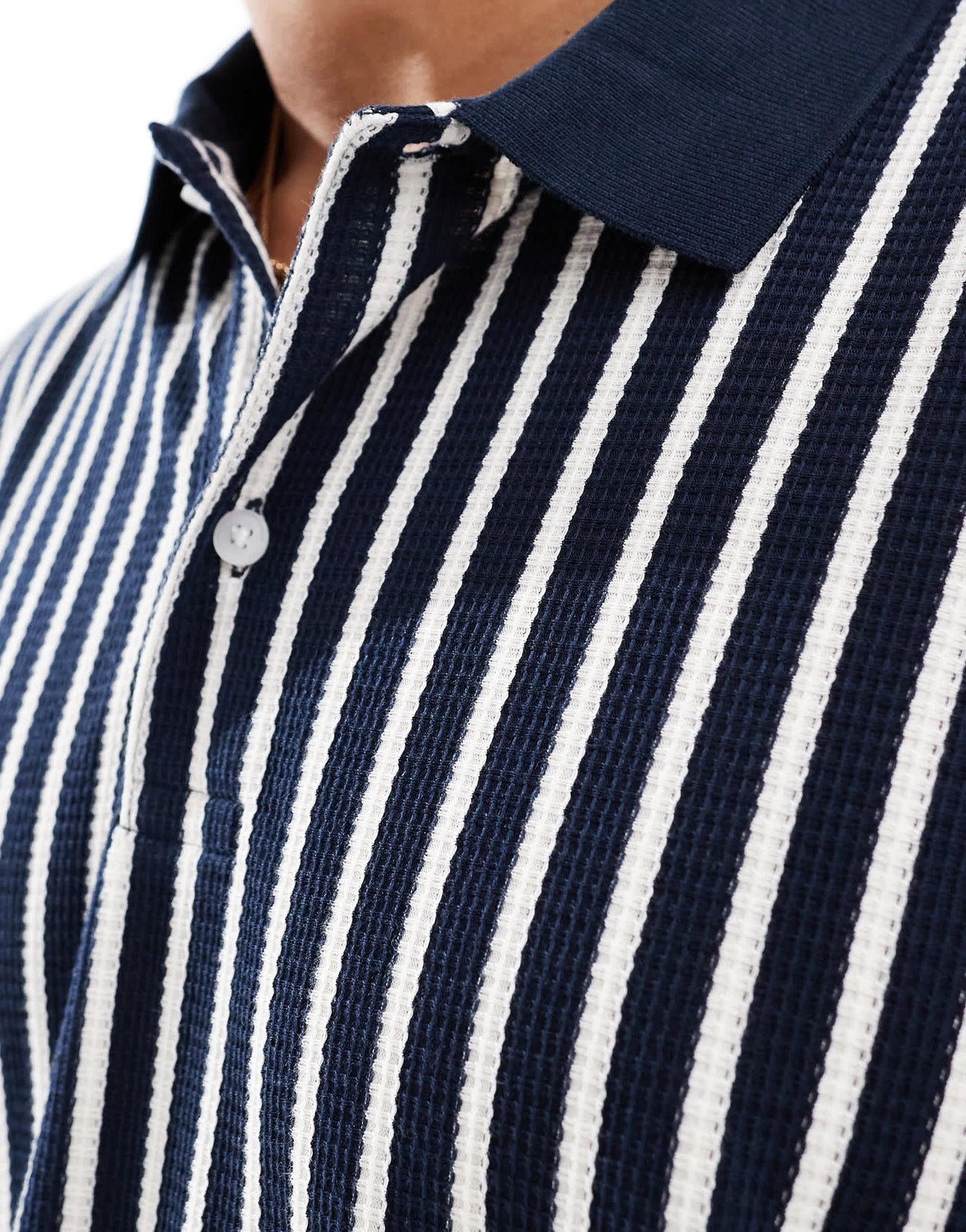 ASOS DESIGN oversized polo in black and white stripe