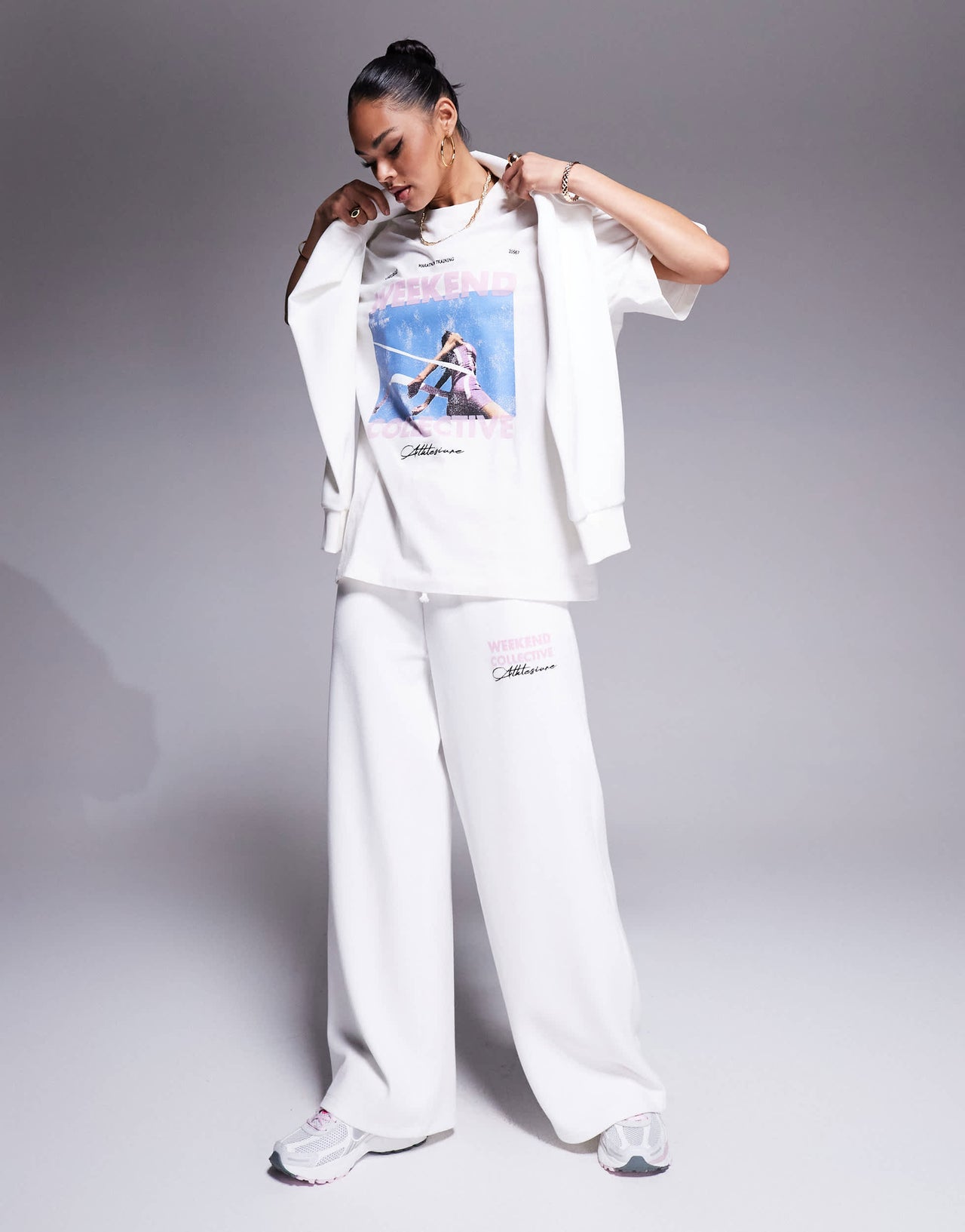Weekend Collective tshirt co-ord with runner graphic