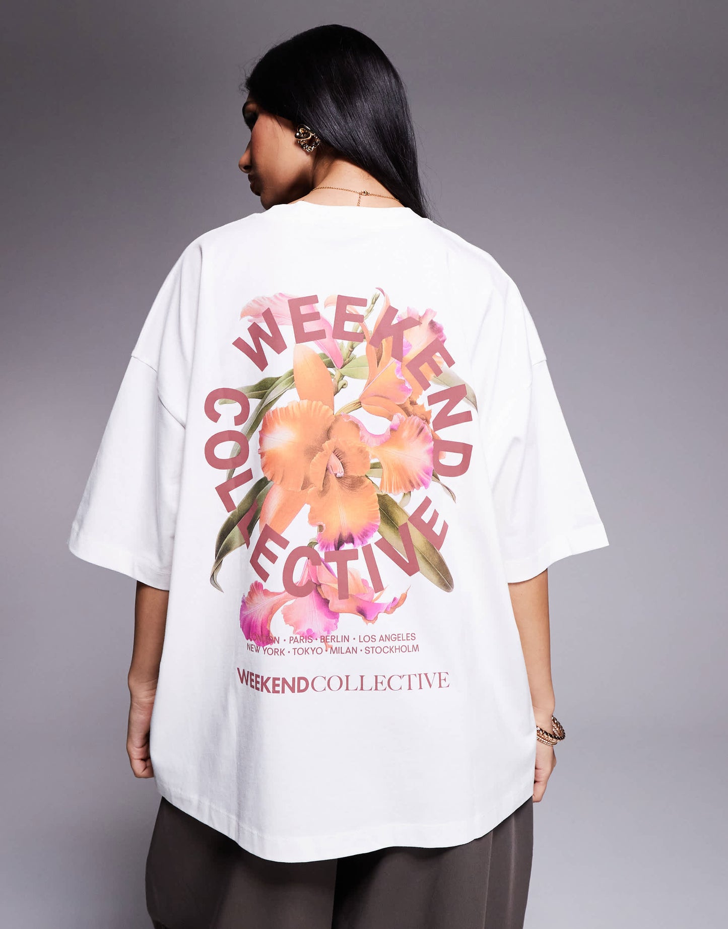 Weekend Collective tshirt with floral graphic in stone