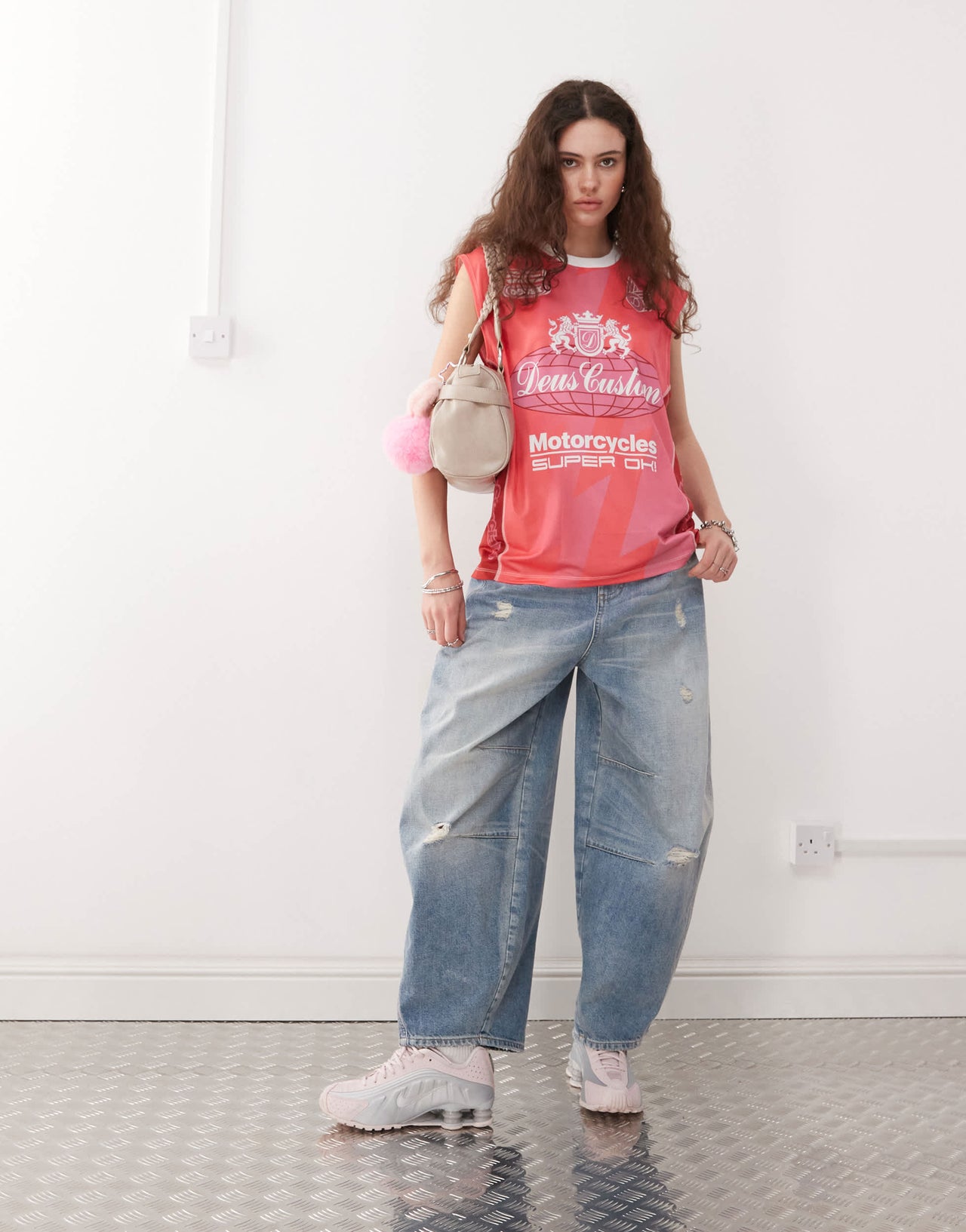Deus Ex Machina project mayhem moto tank top in pink