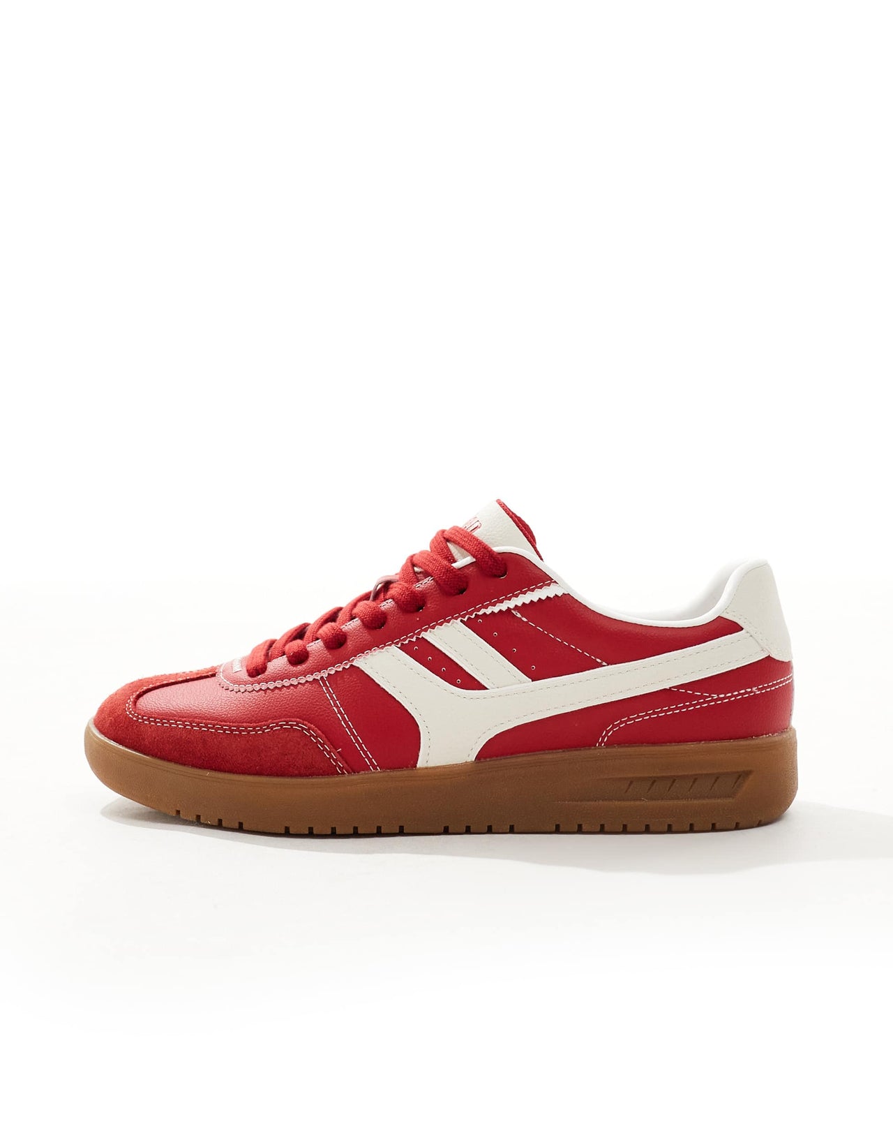 Pull&Bear retro gum sole trainer in red