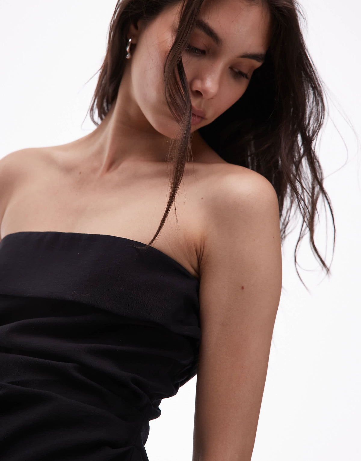 Topshop linen fold over bandeau in black
