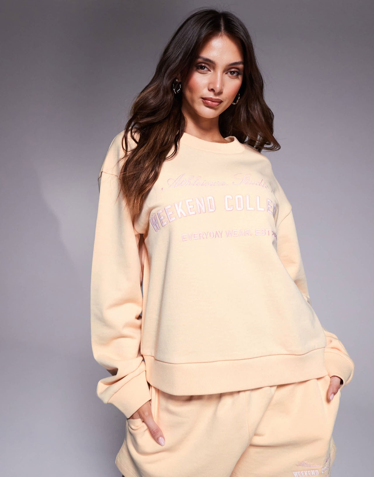 Weekend Collective sweatshirt with embroidered logo in buttermilk