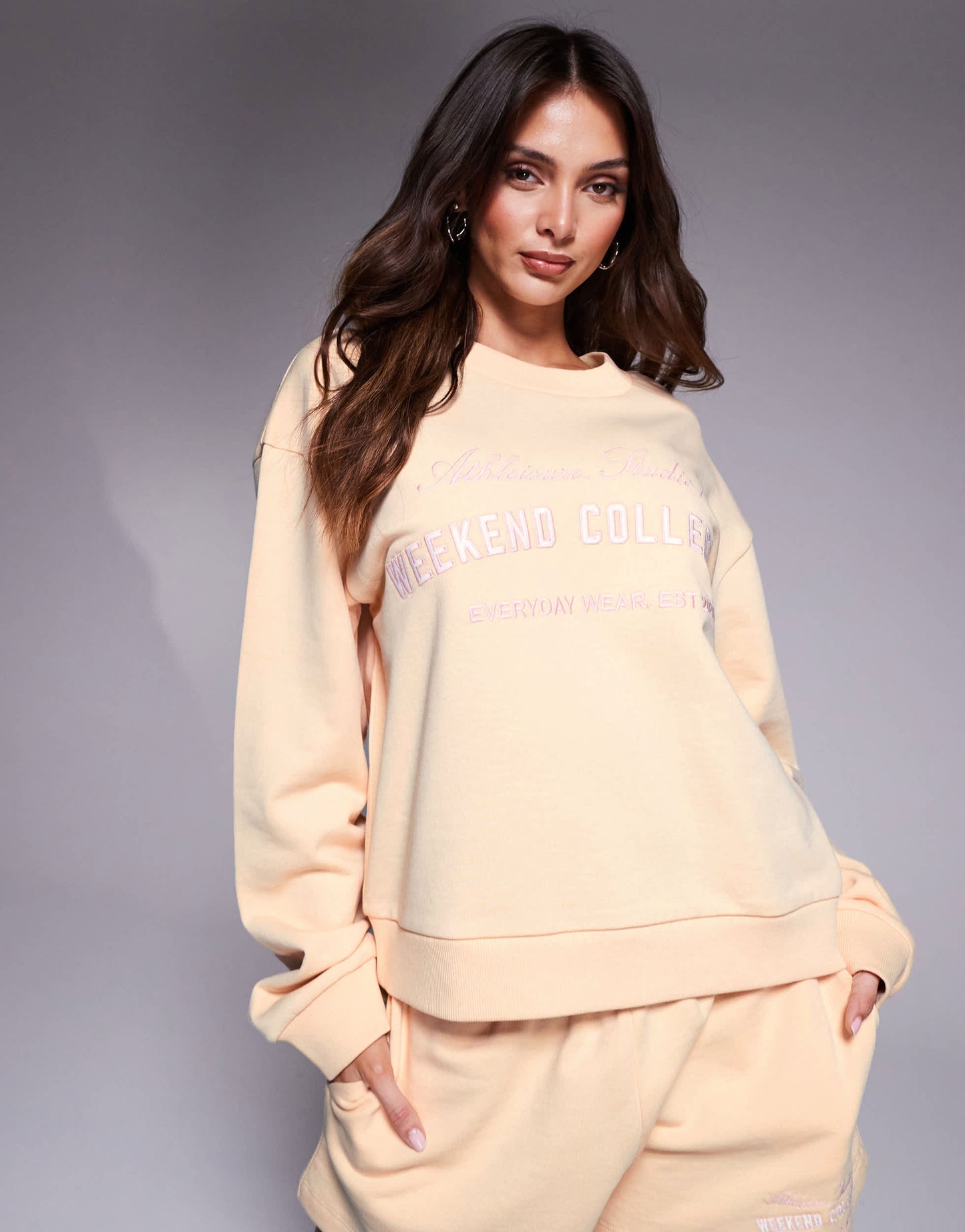 Weekend Collective sweatshirt with embroidered logo in buttermilk