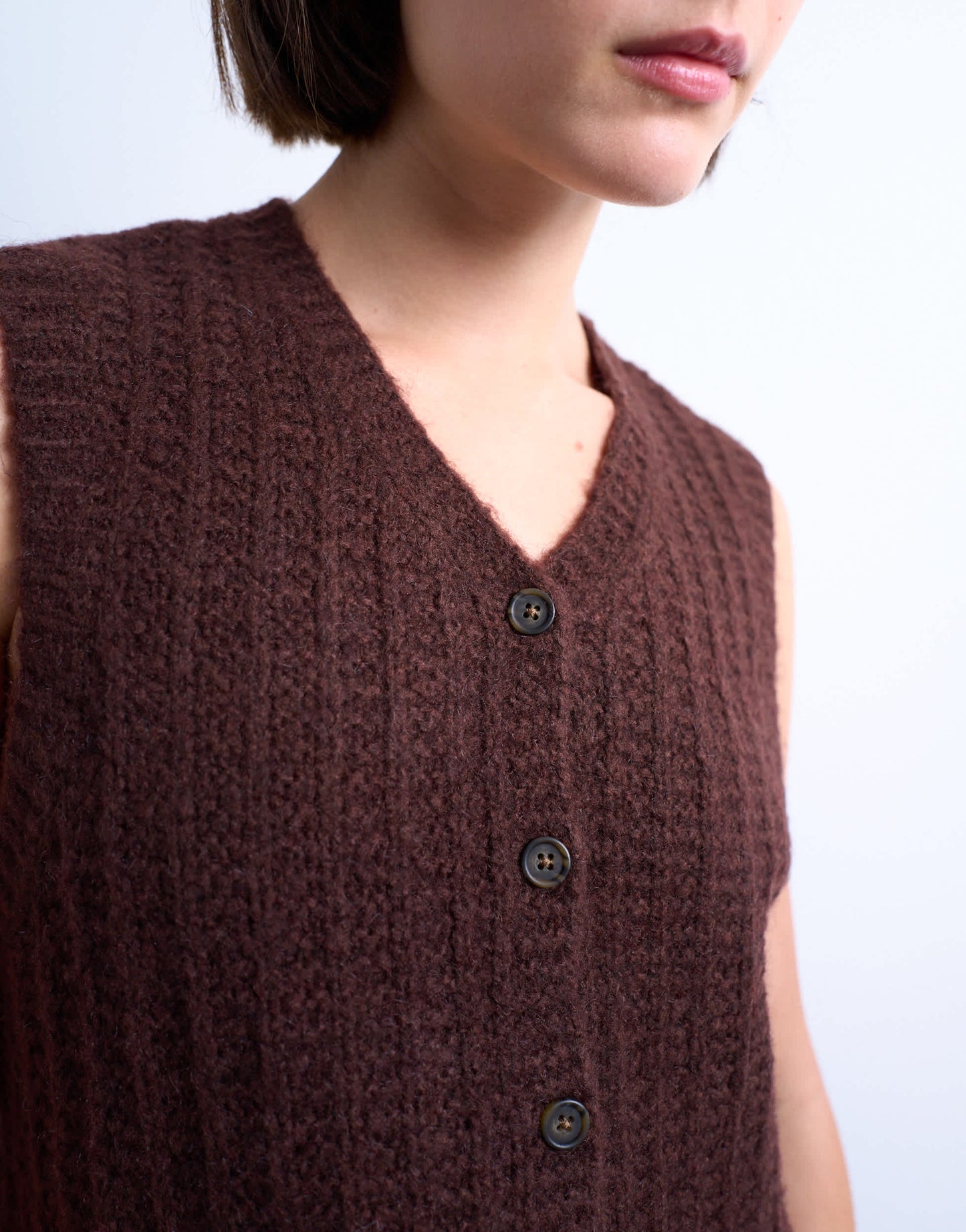 Topshop knitted stitchy pocket tank in brown