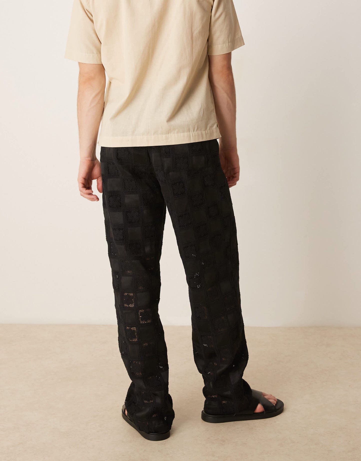 ASOS DESIGN co-ord premium baggy crochet trouser in black