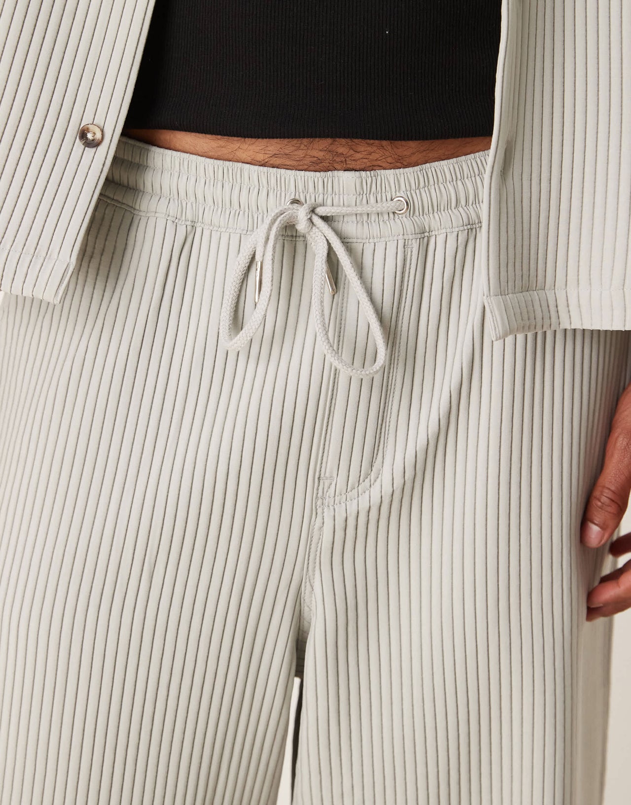 ASOS DESIGN co-ord wide leg plisse trousers in grey