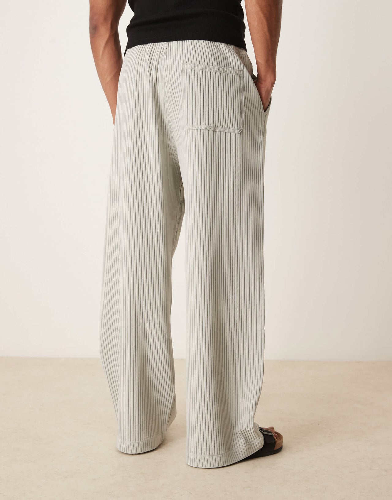 ASOS DESIGN co-ord wide leg plisse trousers in grey