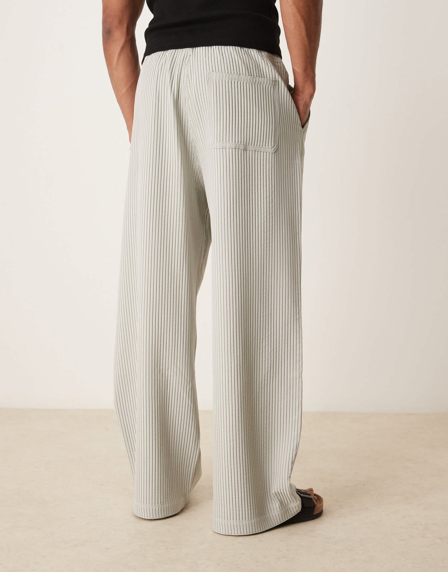 ASOS DESIGN co-ord wide leg plisse trousers in grey