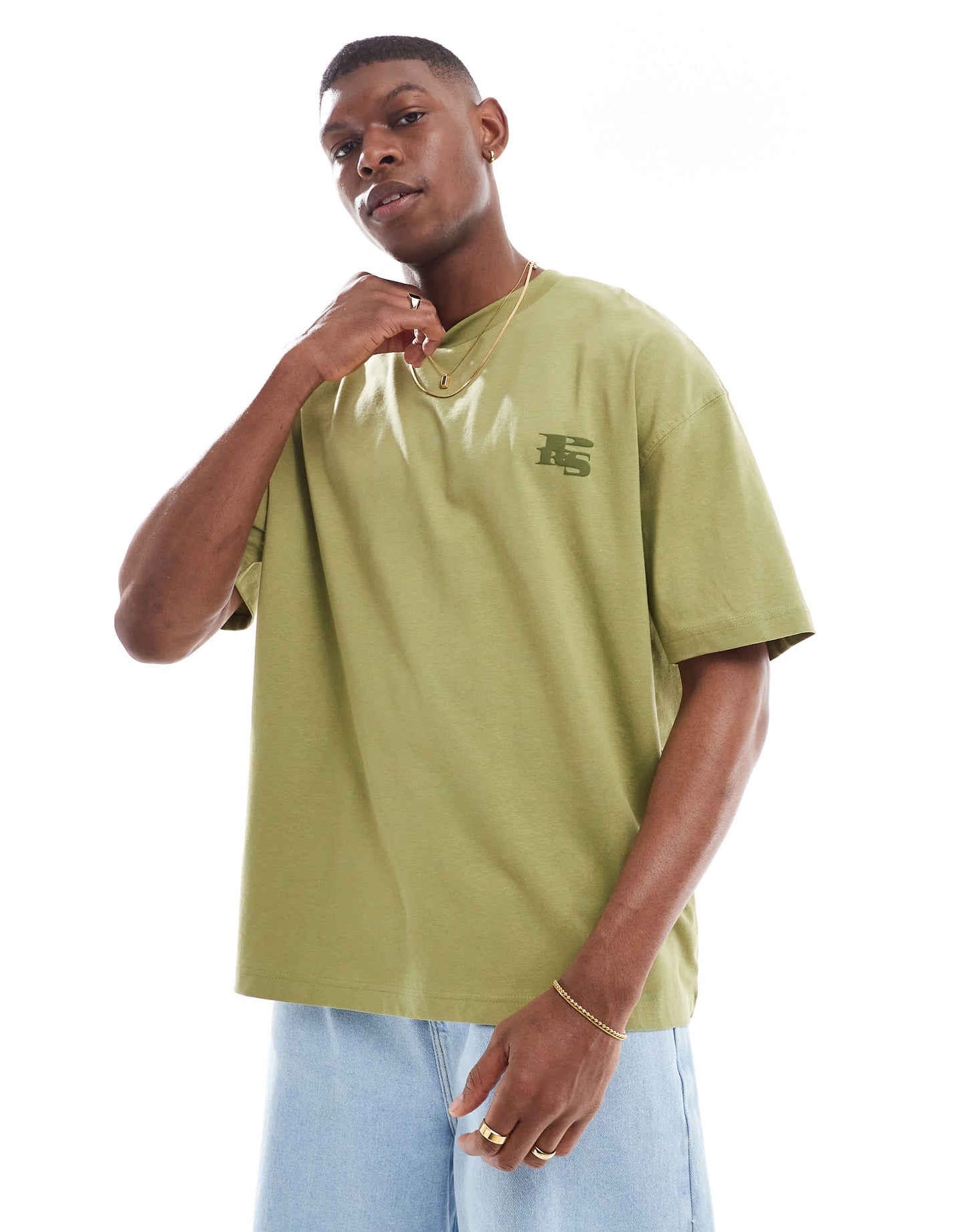 ASOS DESIGN oversized t-shirt with city graphic in khaki