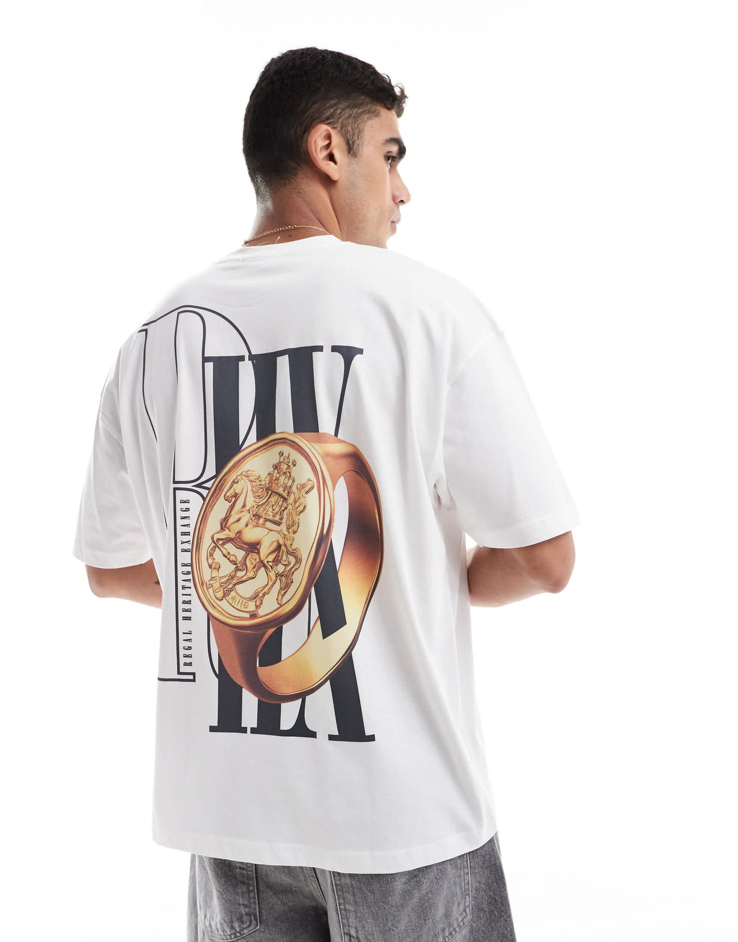 ASOS DESIGN oversized t-shirt with ring graphic in white