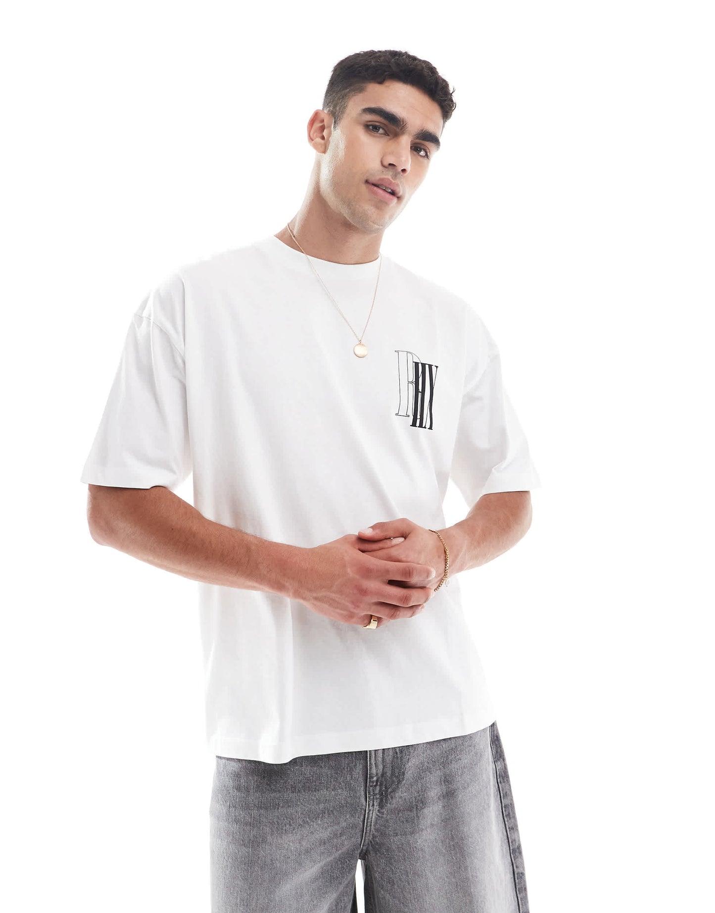 ASOS DESIGN oversized t-shirt with ring graphic in white
