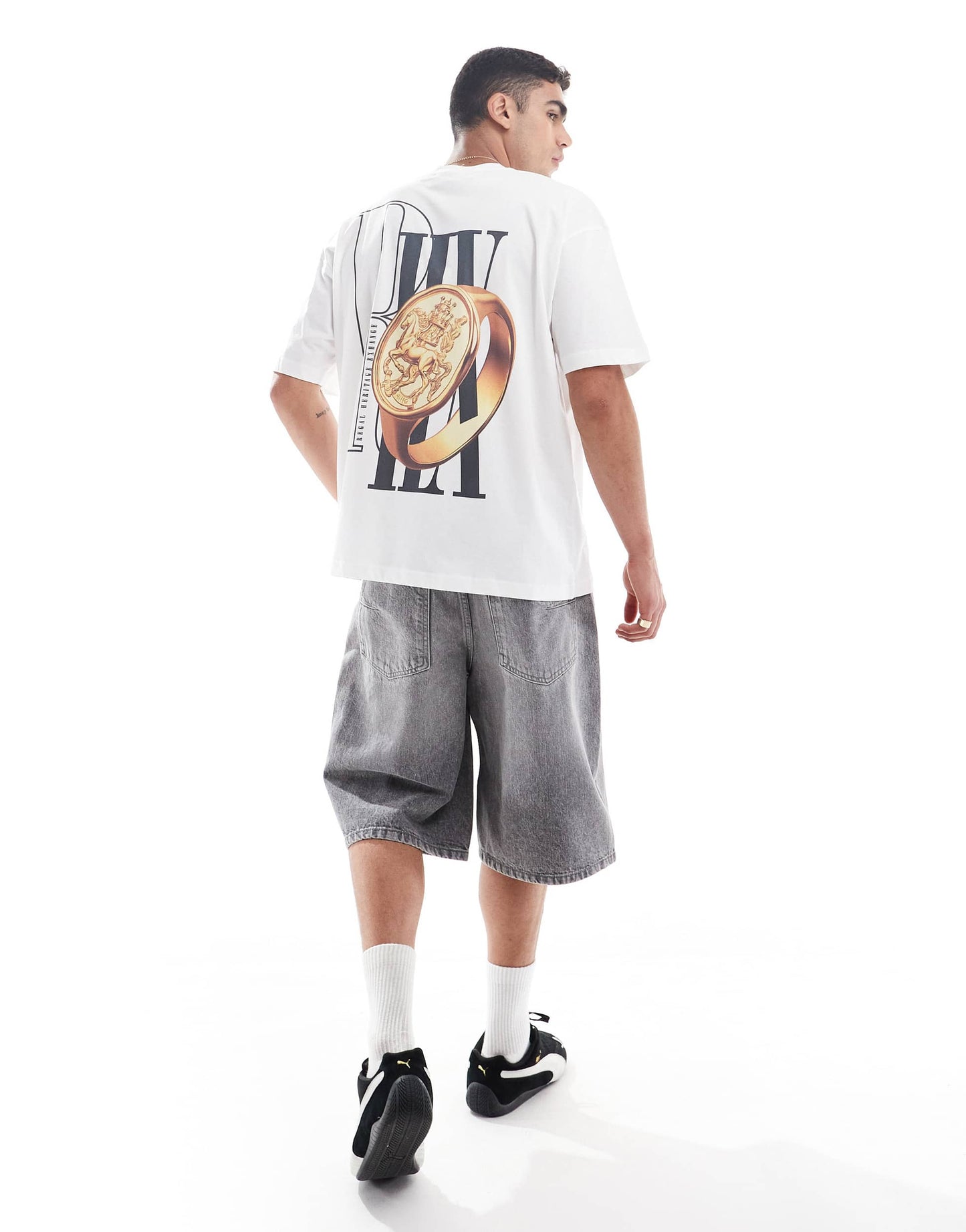 ASOS DESIGN oversized t-shirt with ring graphic in white