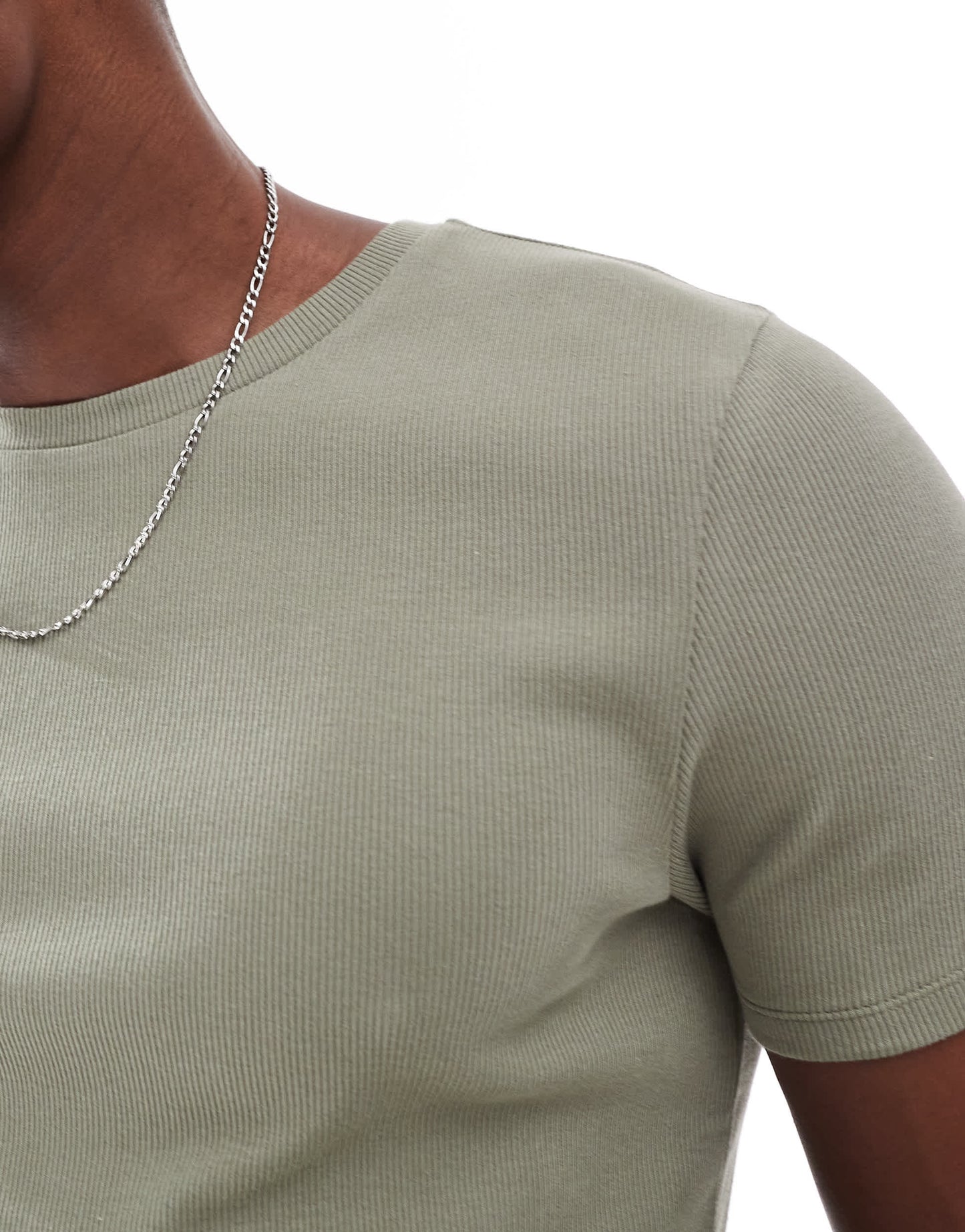 ASOS DESIGN Essentials muscle fit t-shirt in green rib