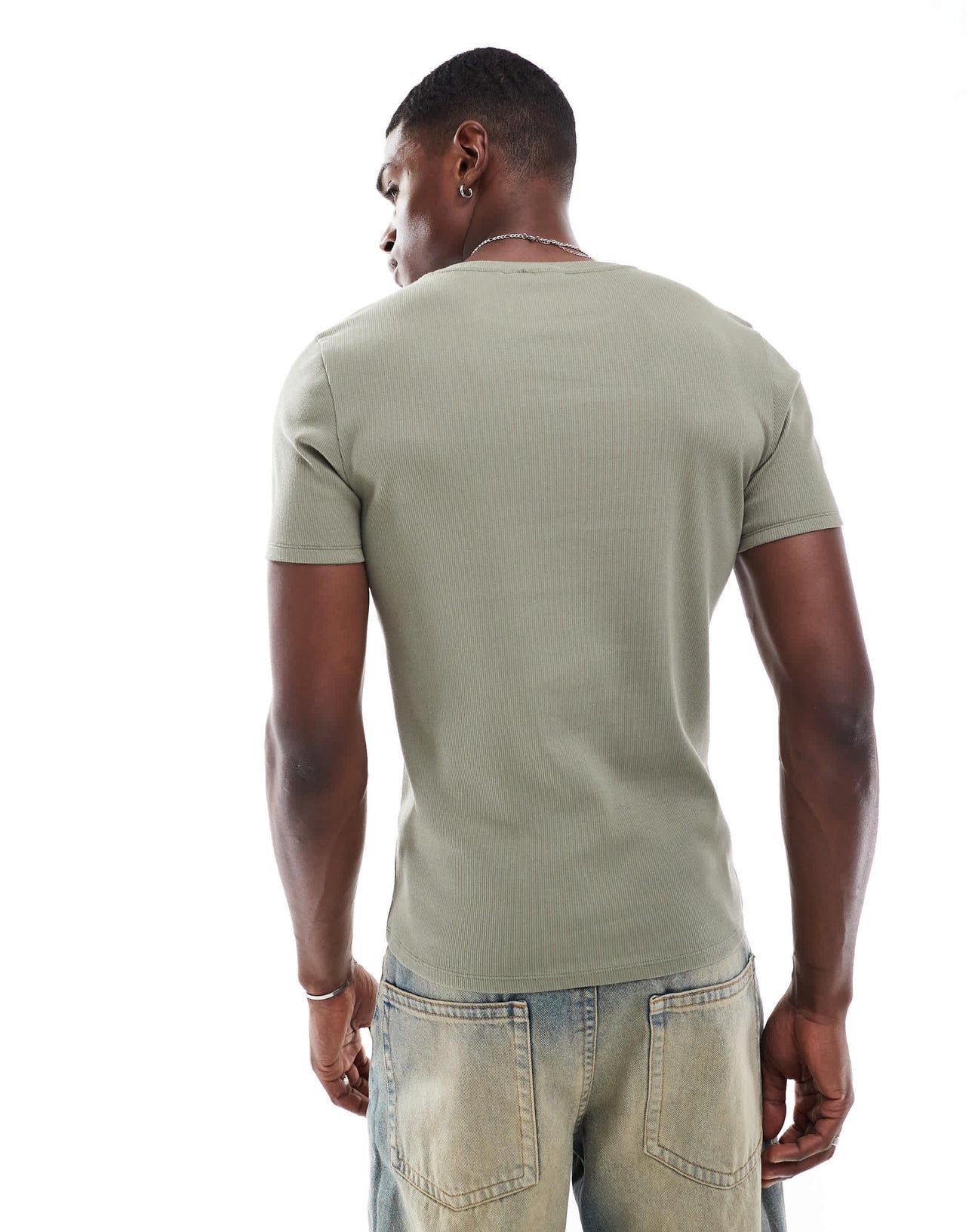 ASOS DESIGN Essentials muscle fit t-shirt in green rib
