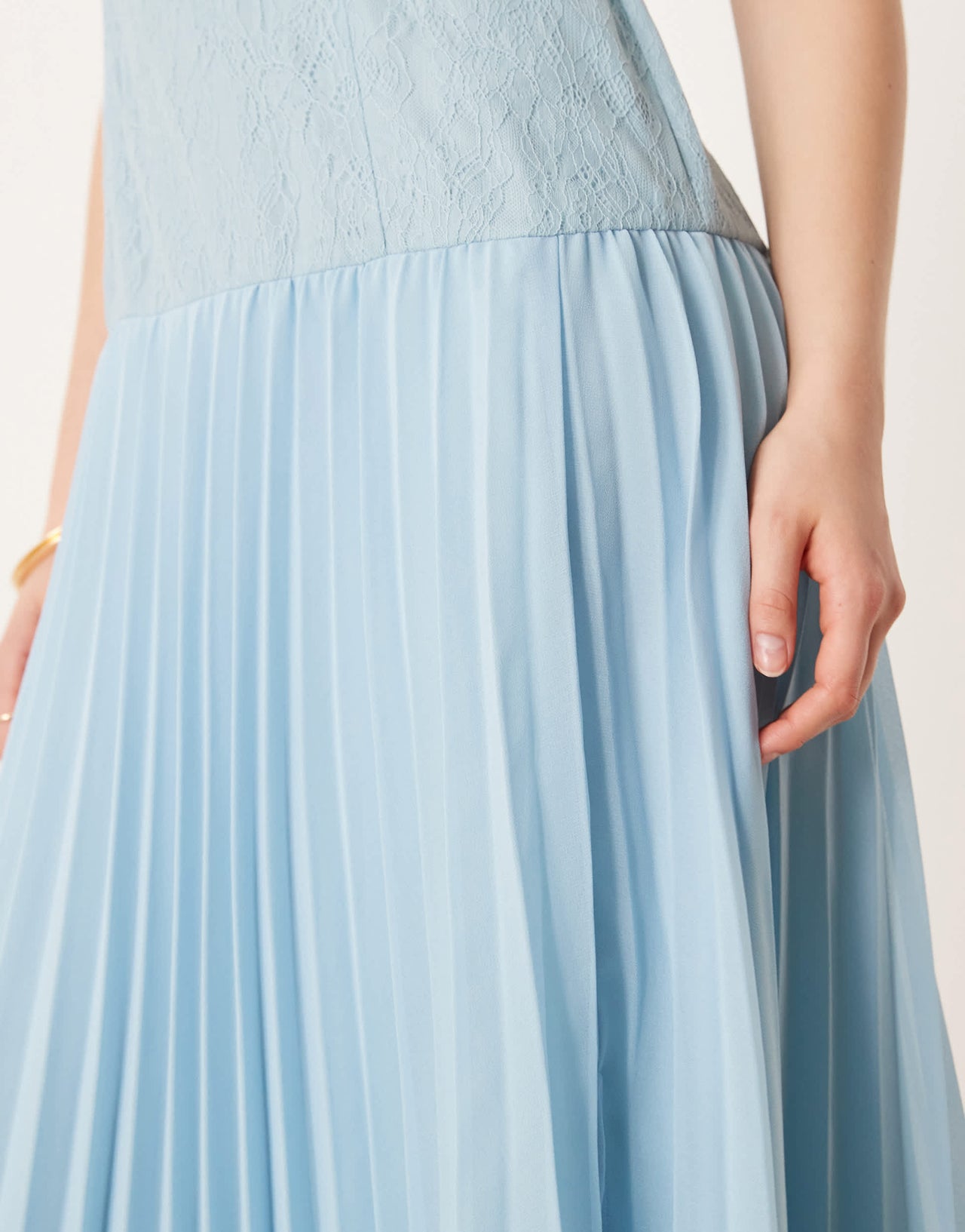 ASOS DESIGN lace bodice pleated skirt midi dress in icy blue