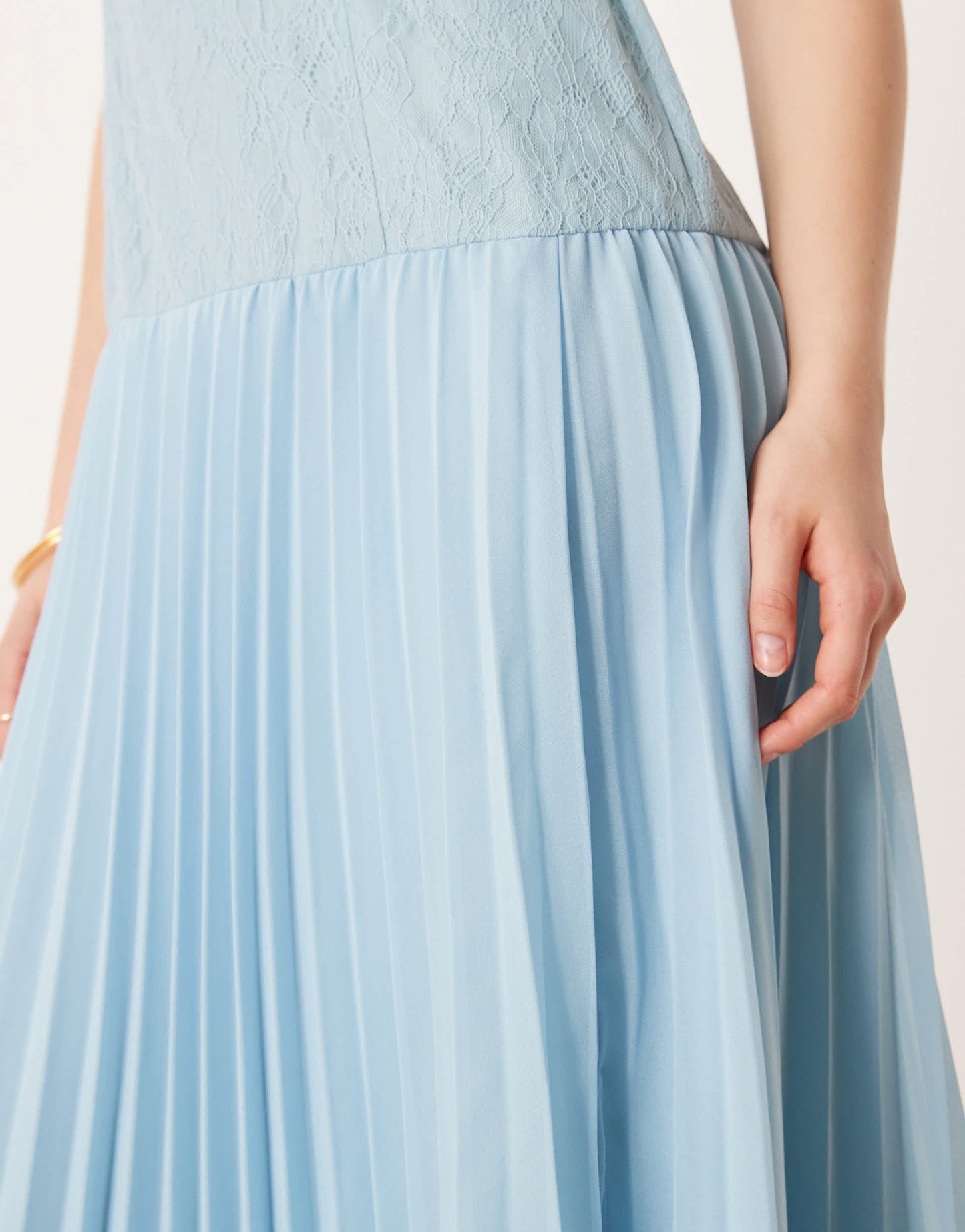 ASOS DESIGN lace bodice pleated skirt midi dress in icy blue