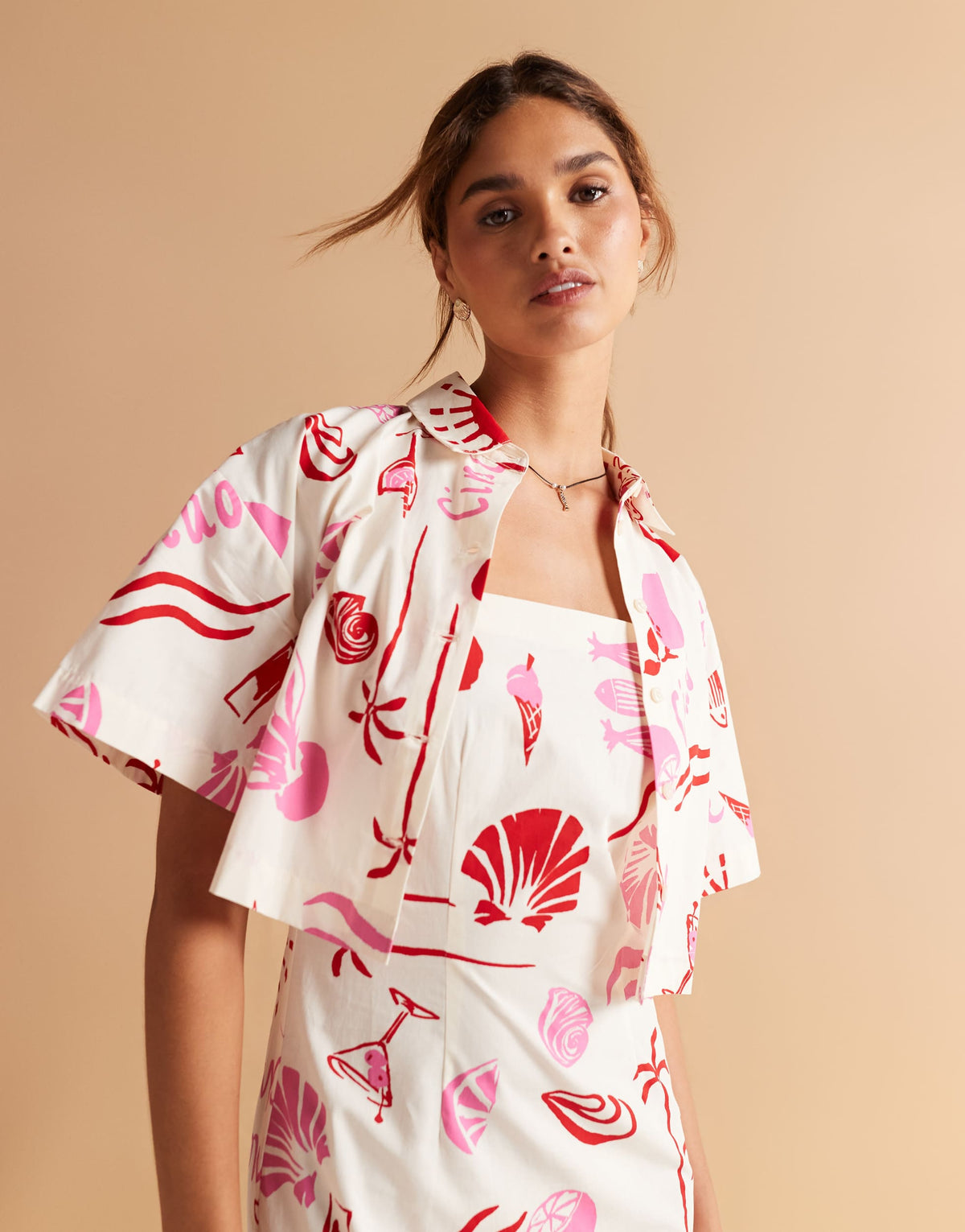 ASOS DESIGN poplin shirt co-ord in conversational print