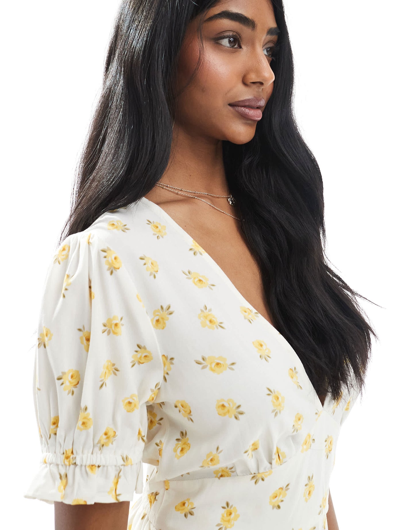 Miss Selfridge spun mini tea dress in yellow ditsy print