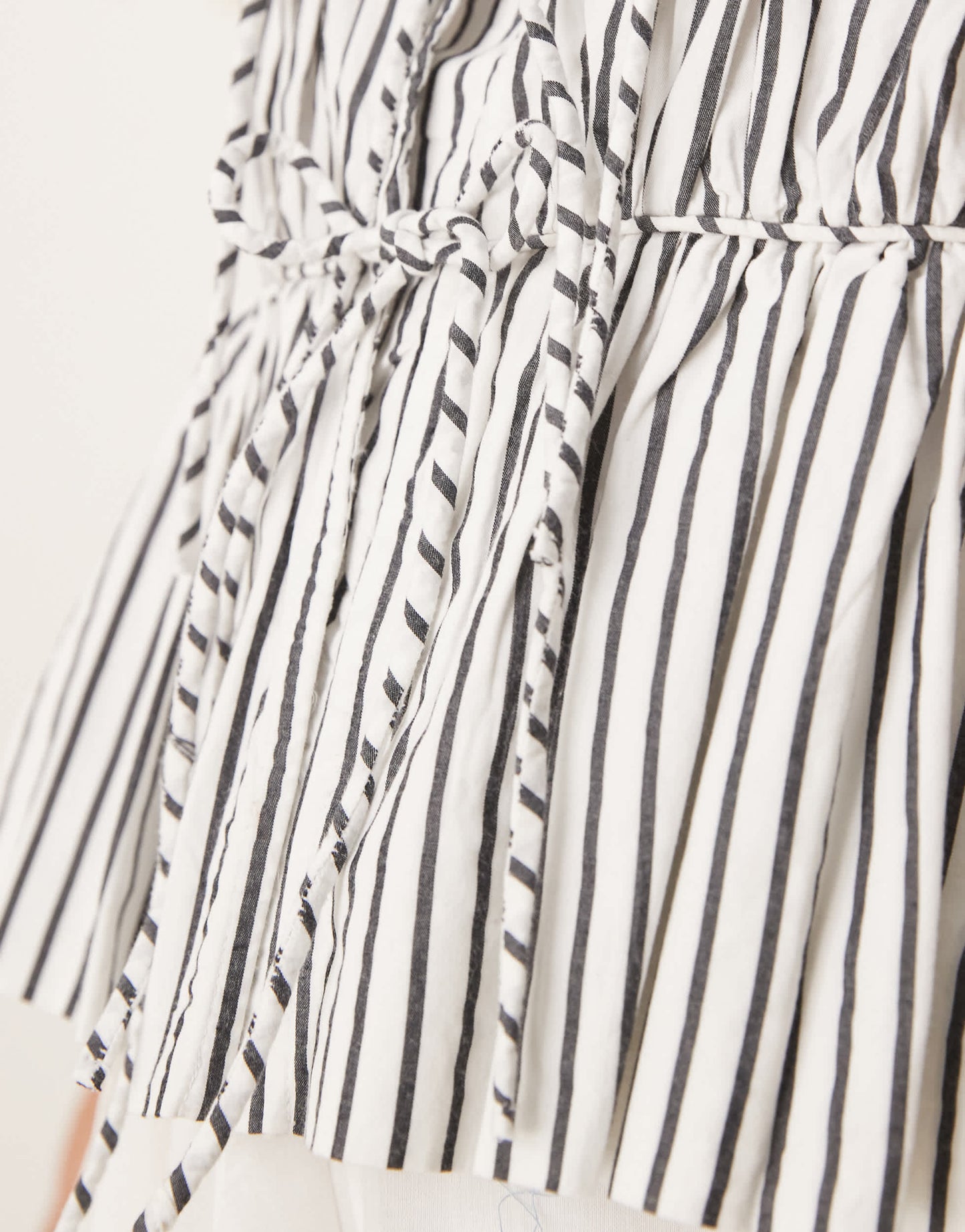 YAS sleeveless tie front poplin top in black and white stripe