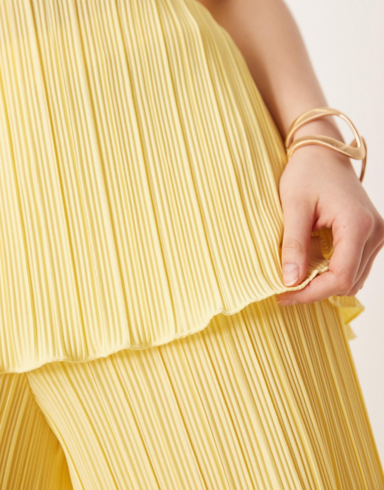 YAS plisse bandeau co-ord with rolled hem detail in vanilla yellow