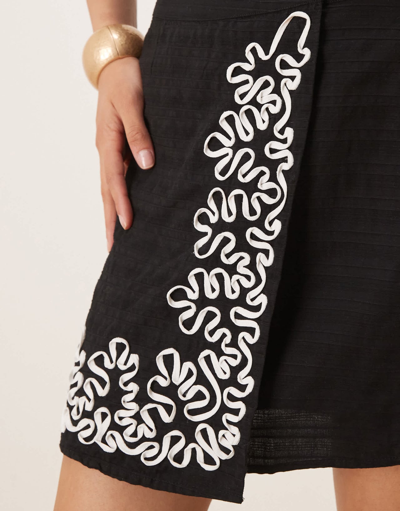 YAS contrast cornelli embroidered mini skirt co-ord in black