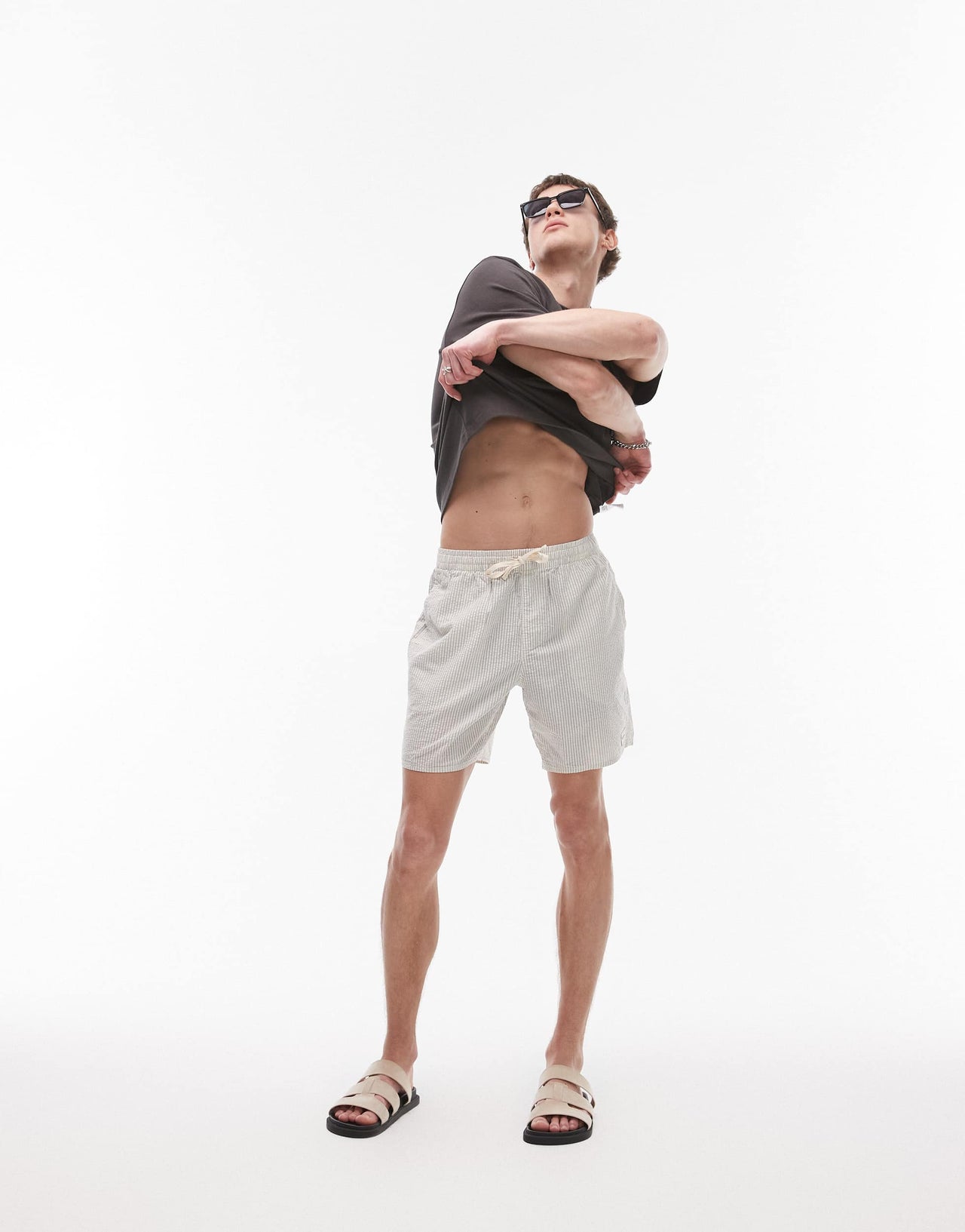 Rhythm seersucker jam short in cream