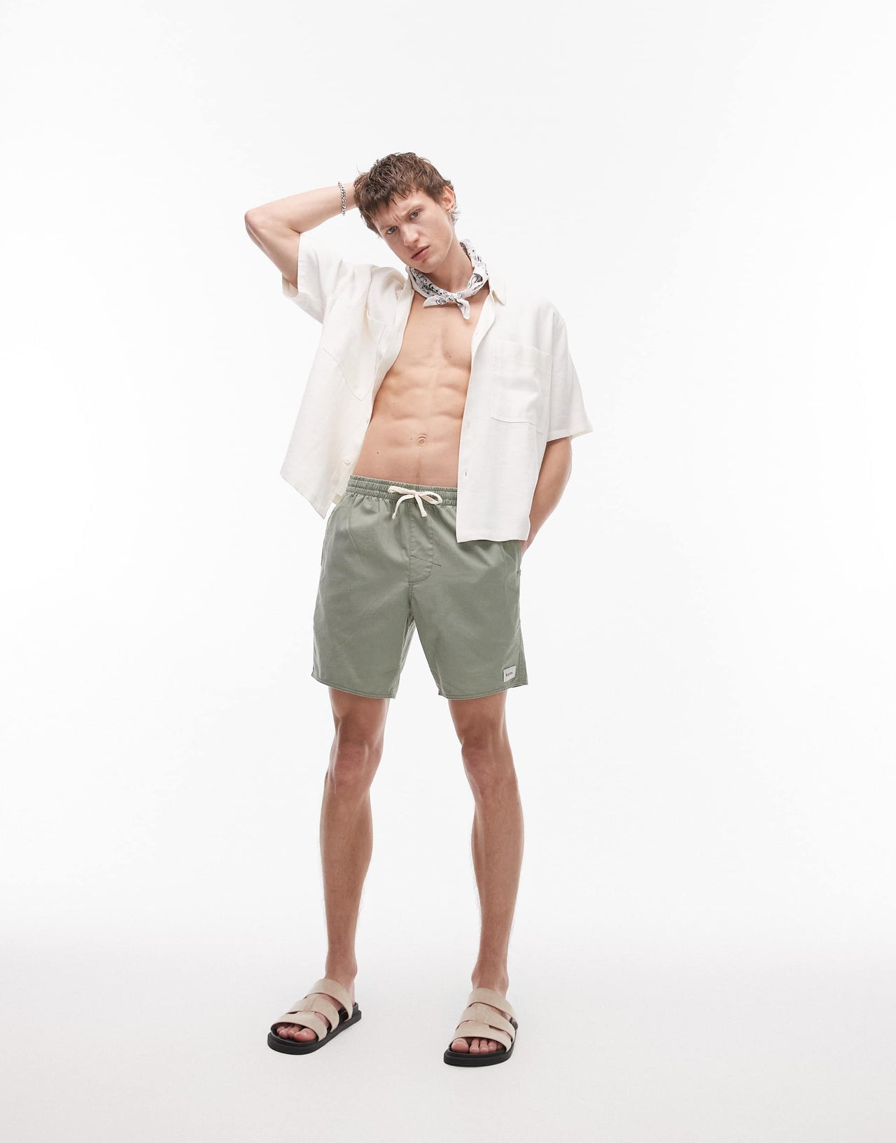 Rhythm classic linen jam short in green