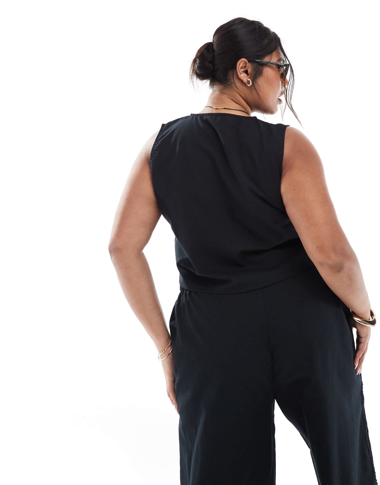 Esmee Curve Exclusive lace panel waist coat co-ord in black