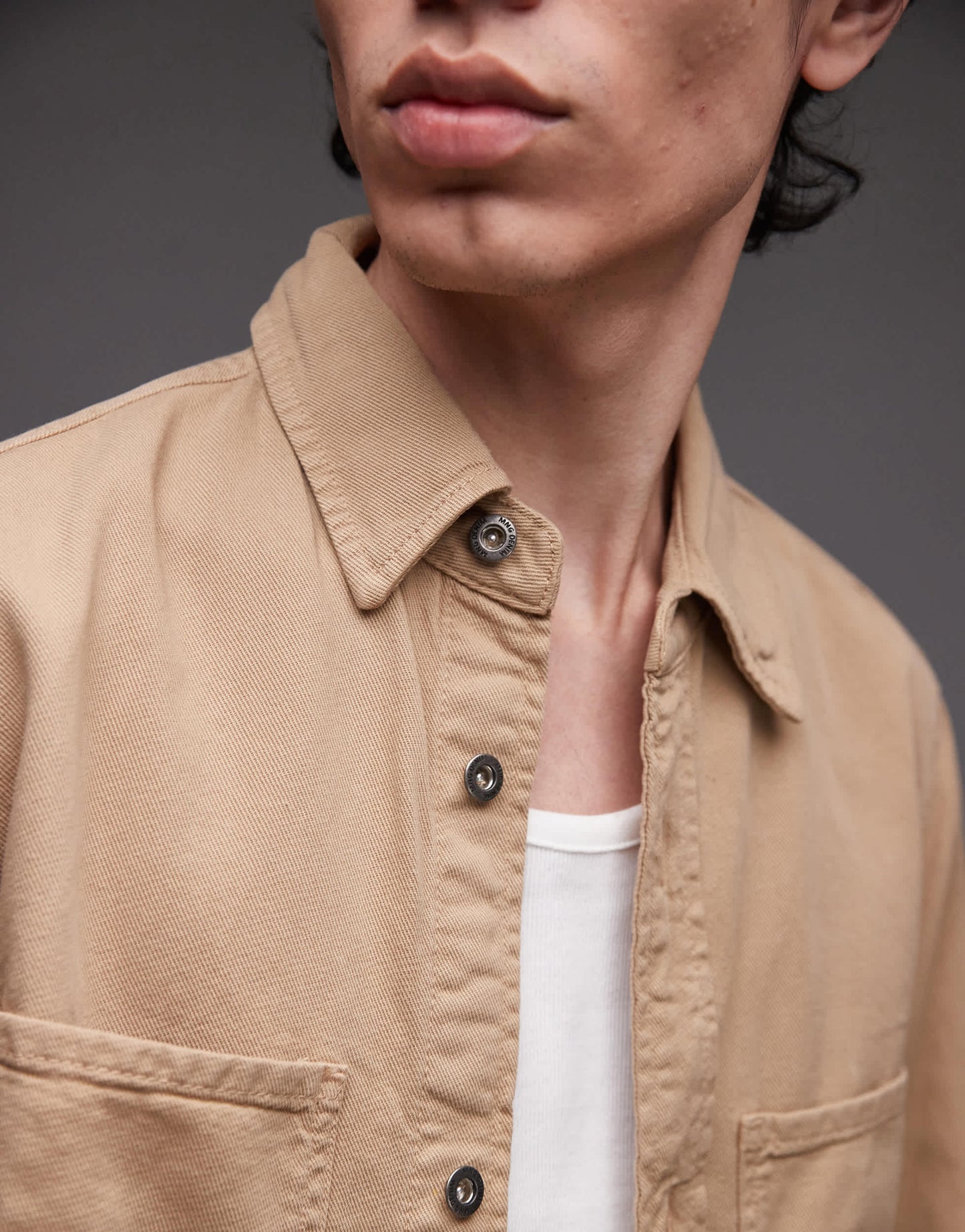 Mango washed cotton overshirt in beige