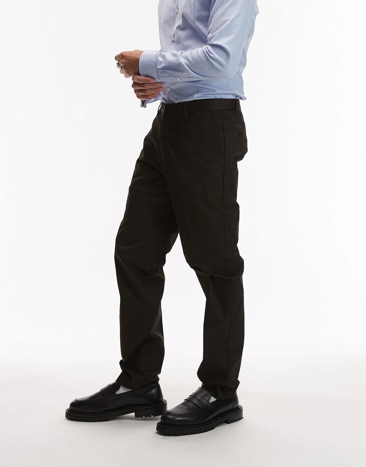 Mango slim fit tailored trousers in dark brown