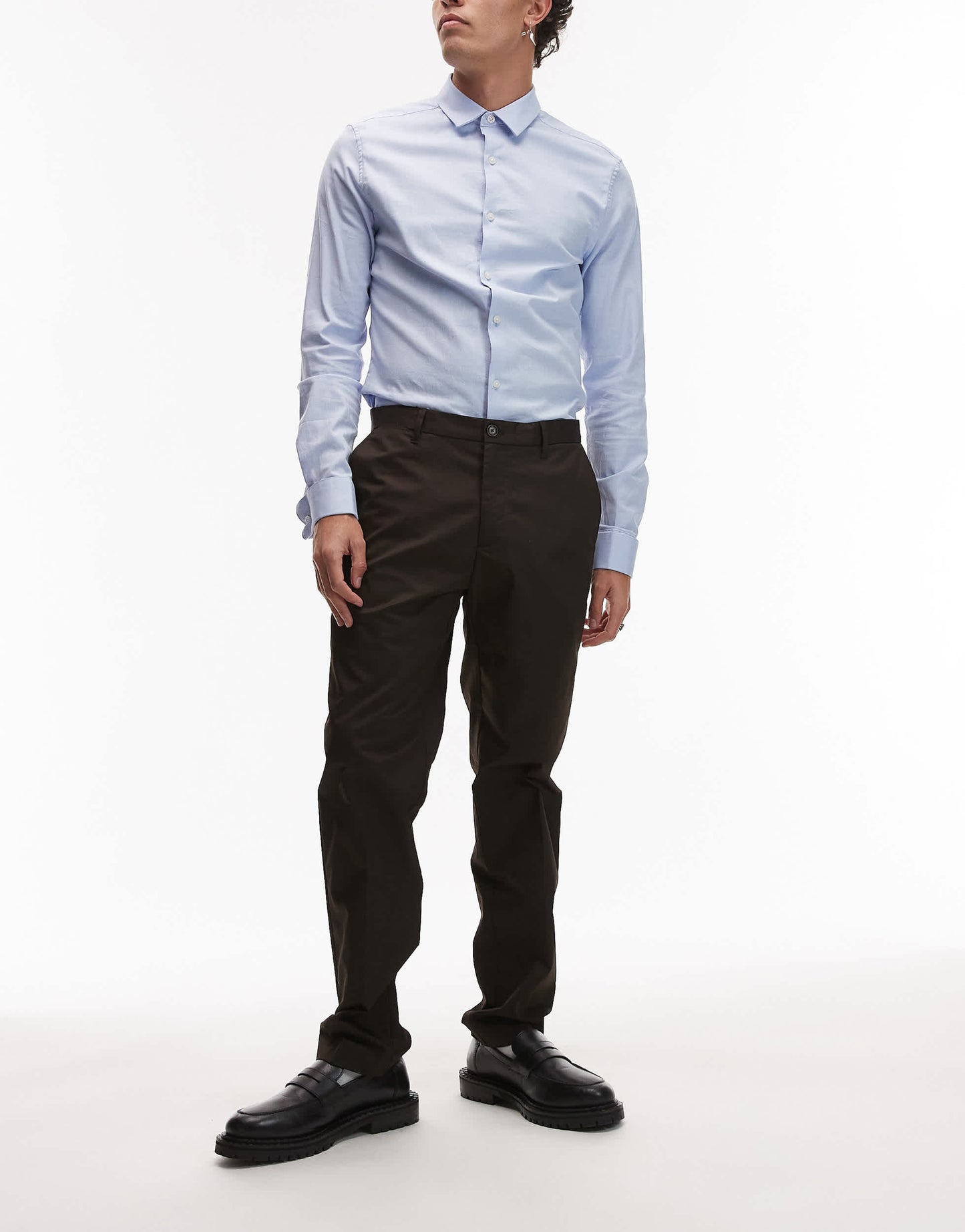 Mango slim fit tailored trousers in dark brown