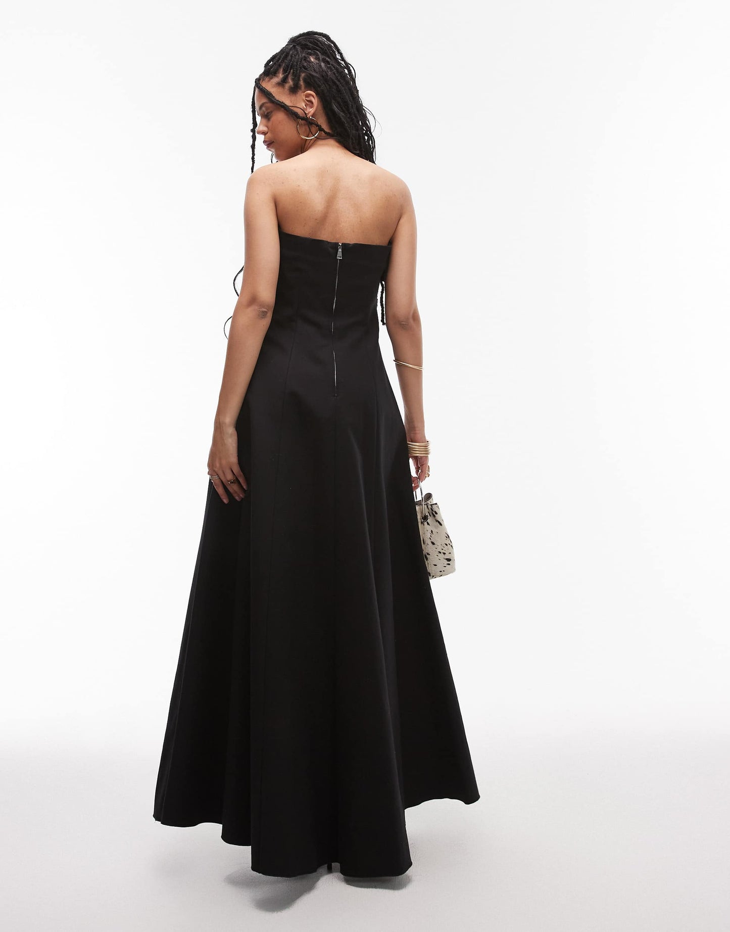 Mango Capsule bandeau structured midi dress in black