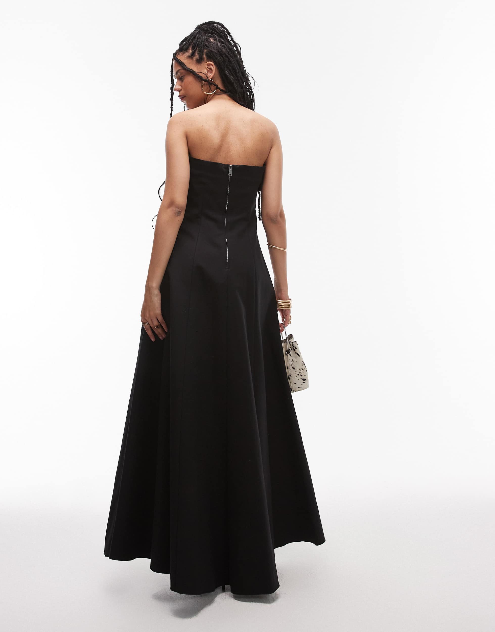 Mango Capsule bandeau structured midi dress in black