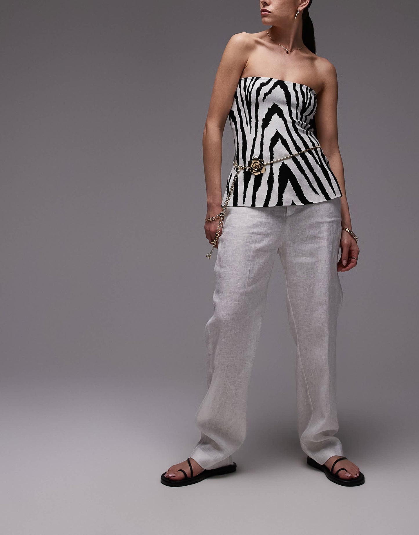 Mango linen tailored trouser in white