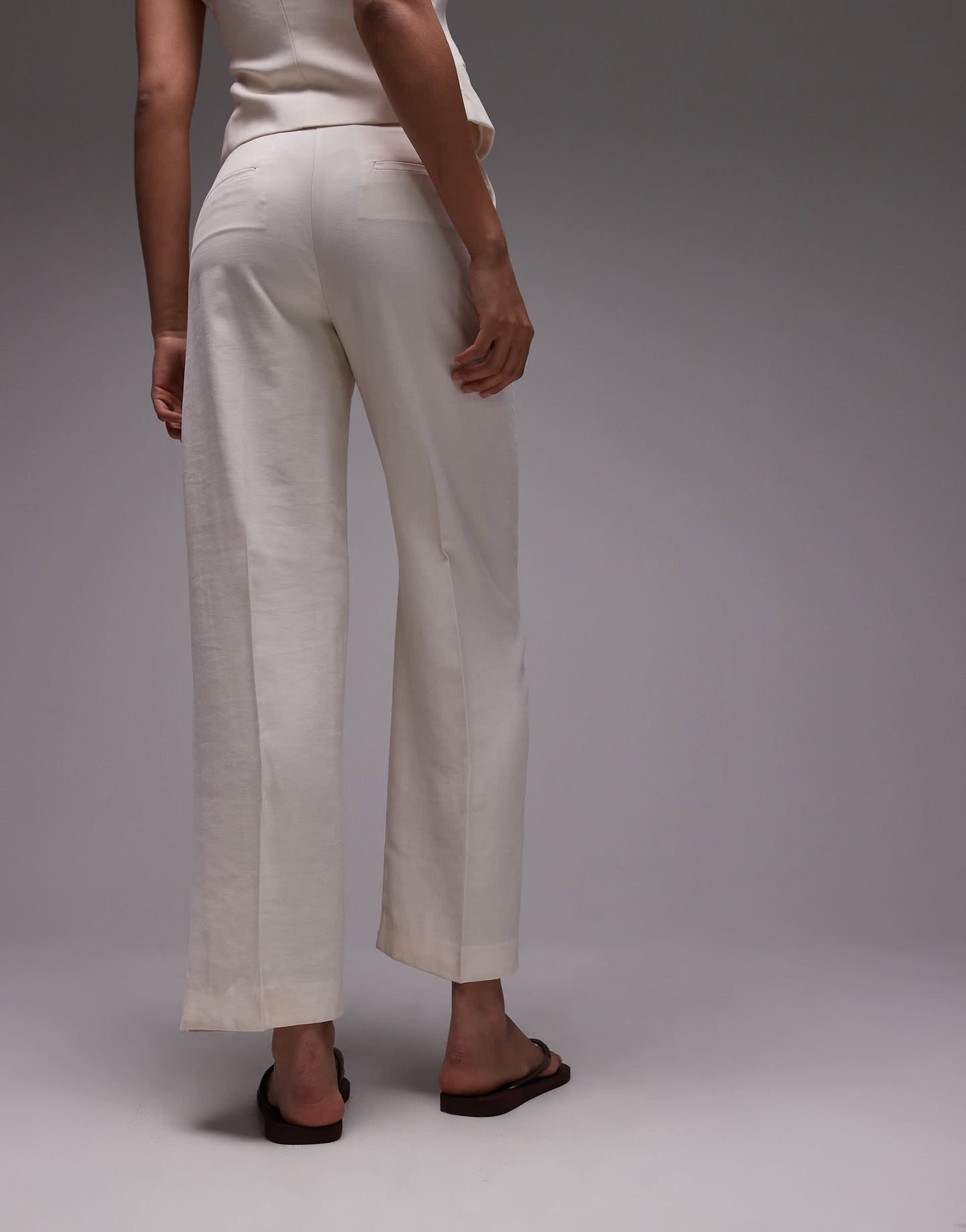 Mango linen look tailored trouser co-ord in beige