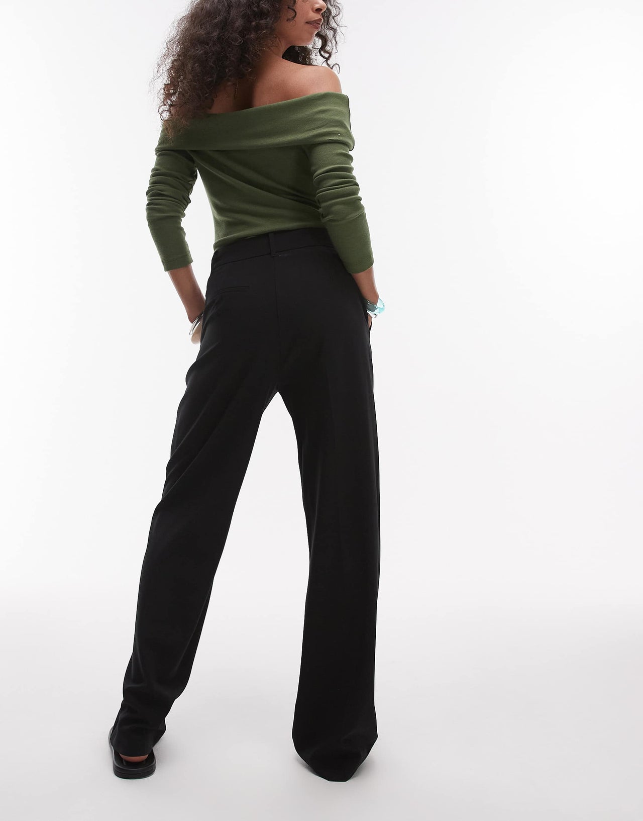 Mango straight leg woven trouser in black