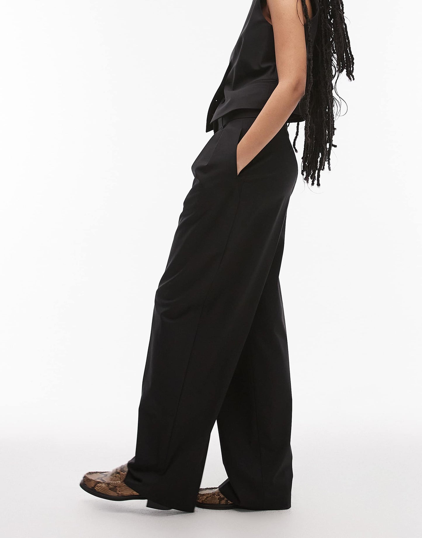 Mango relaxed straight fit trouser co-ord in black