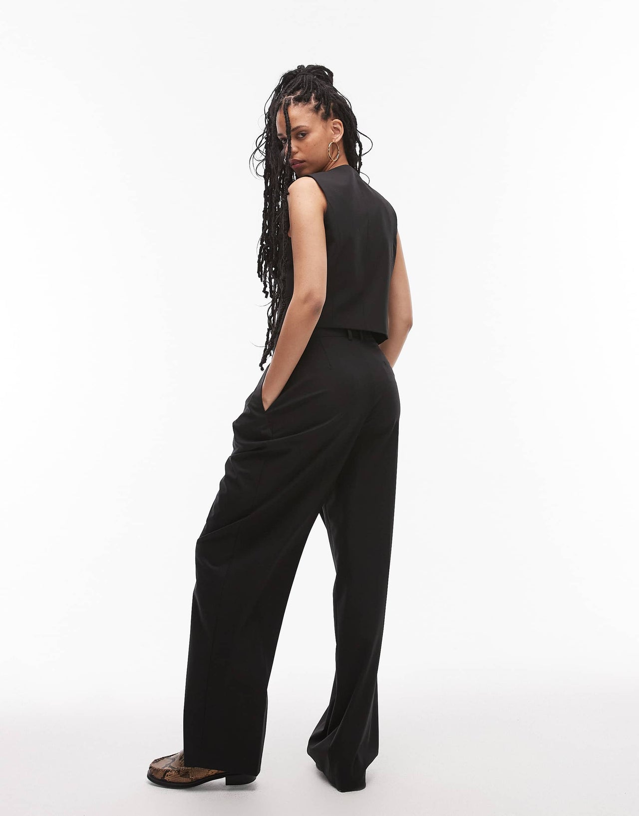 Mango relaxed straight fit trouser co-ord in black