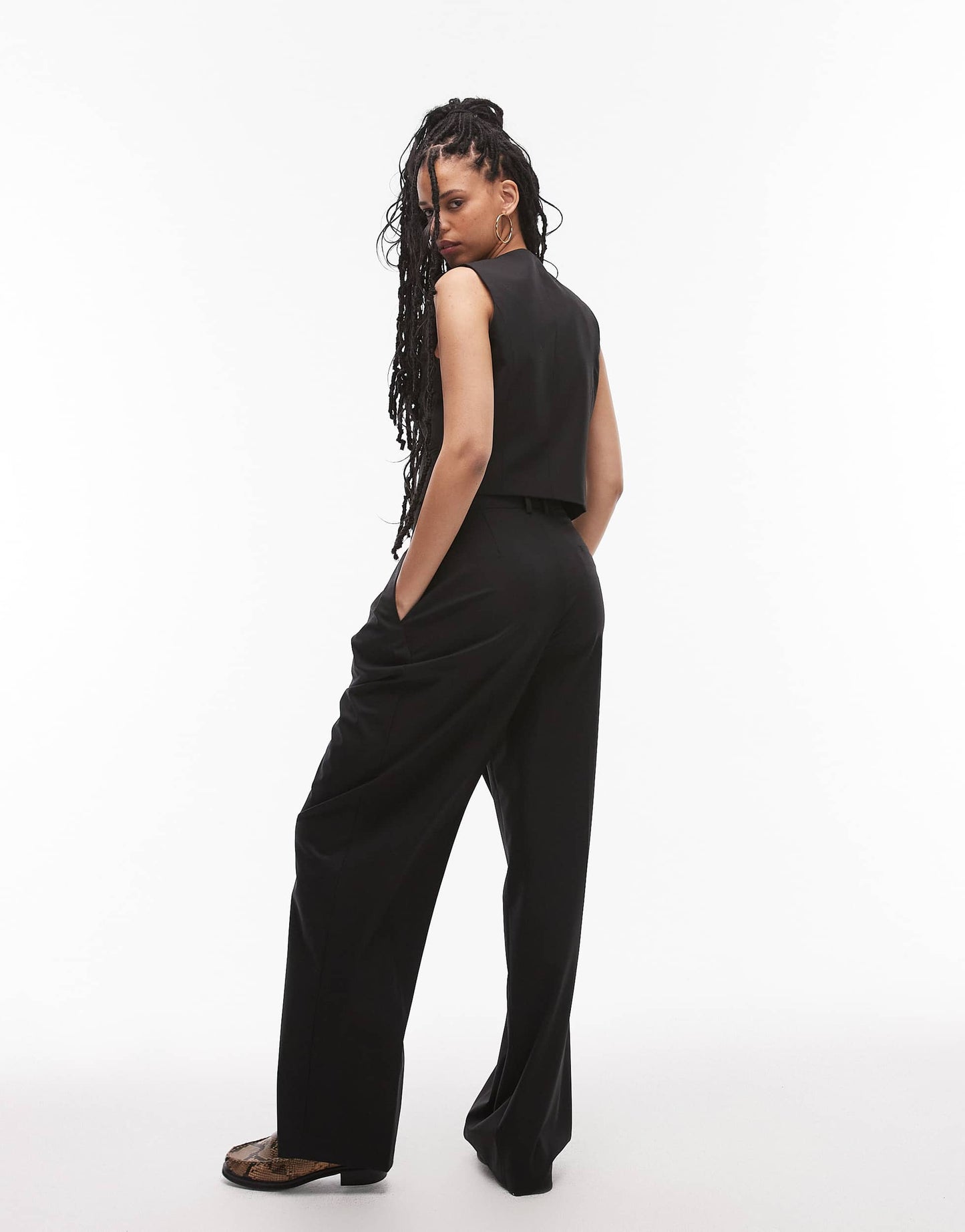 Mango relaxed straight fit trouser co-ord in black