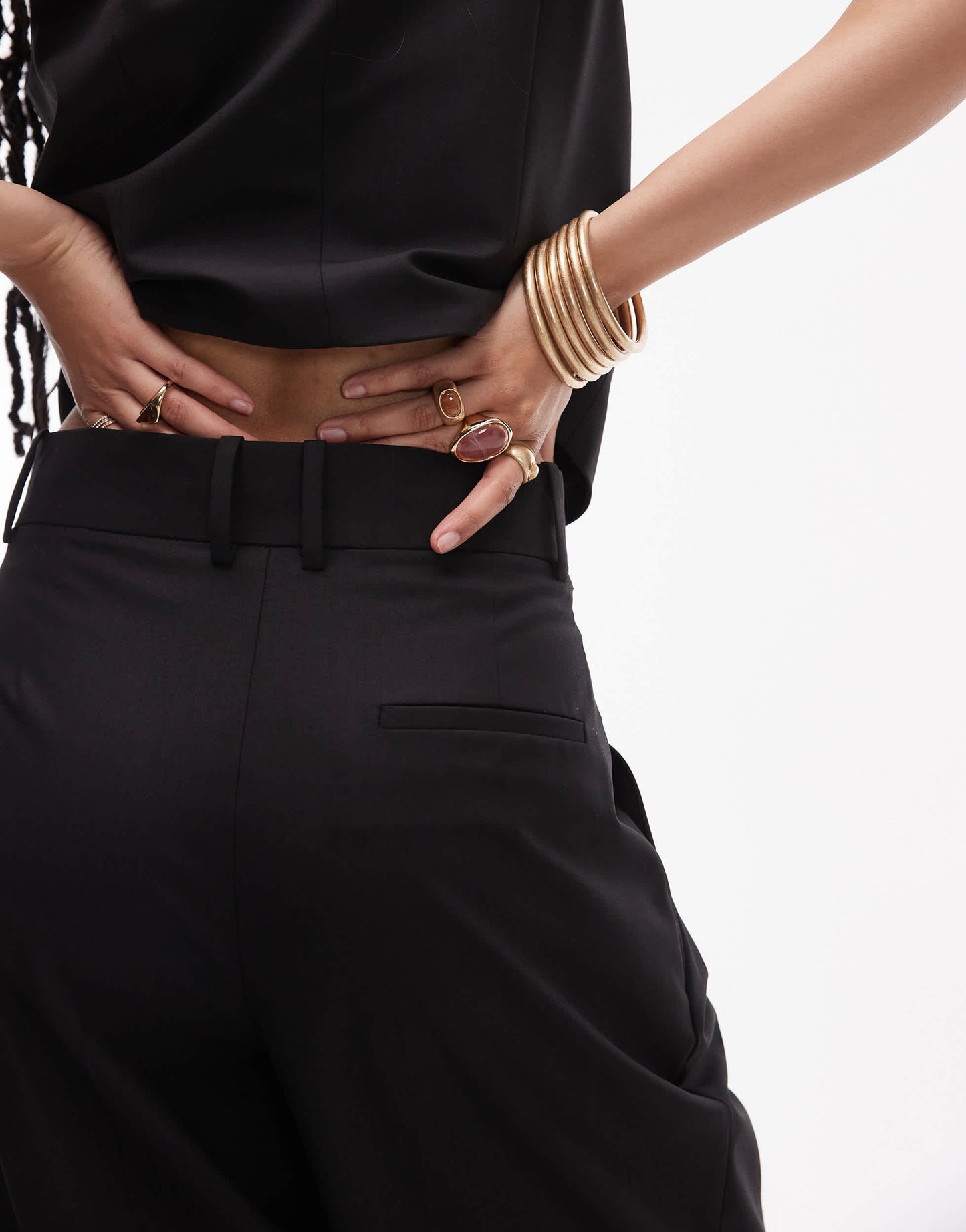Mango relaxed straight fit trouser co-ord in black