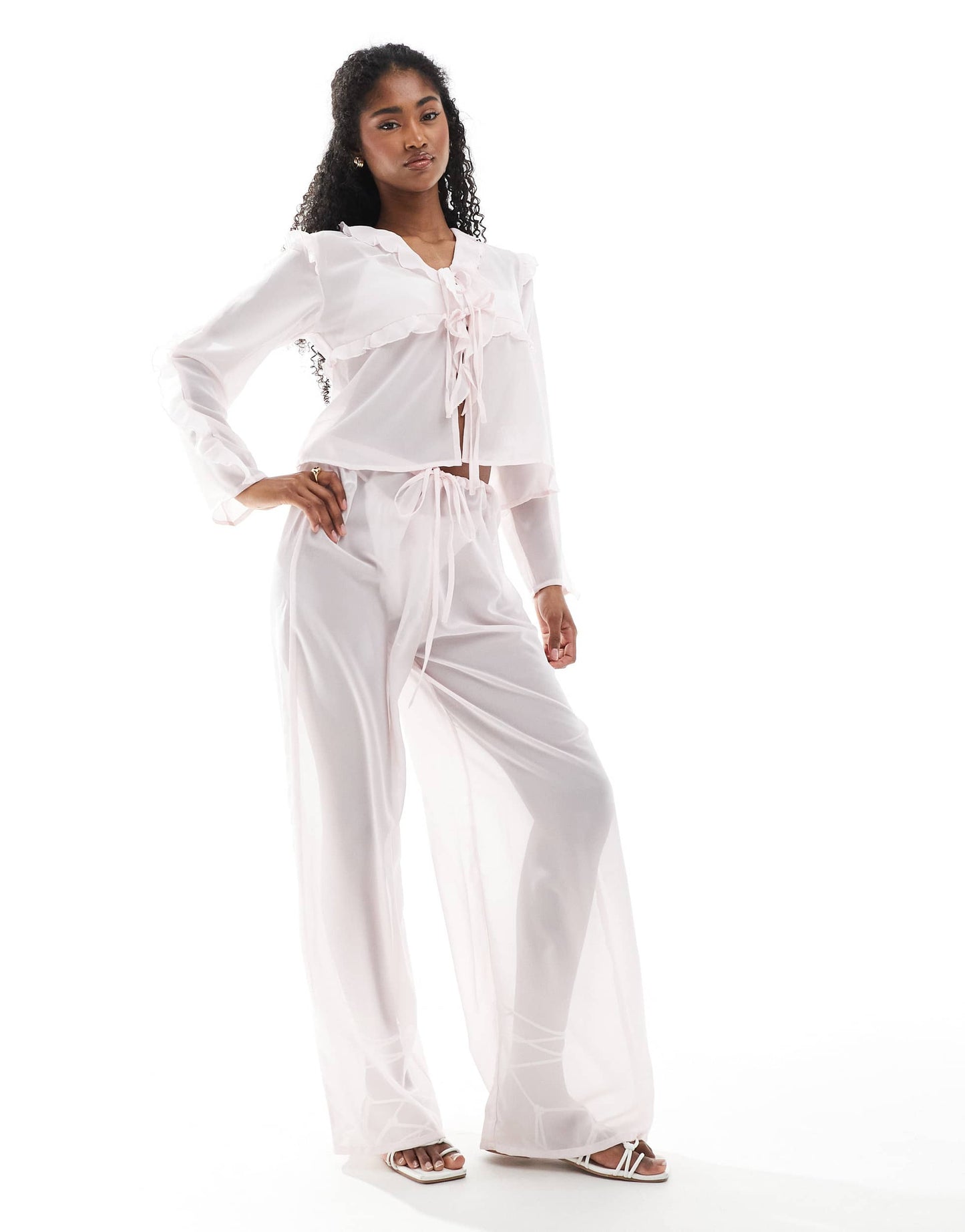Esmee Exclusive sheer beach trousers in pink