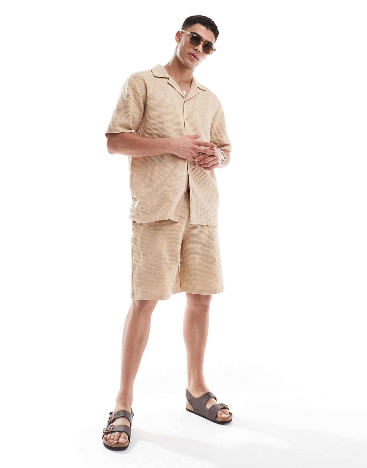 Sol Beach waffle beach short in beige