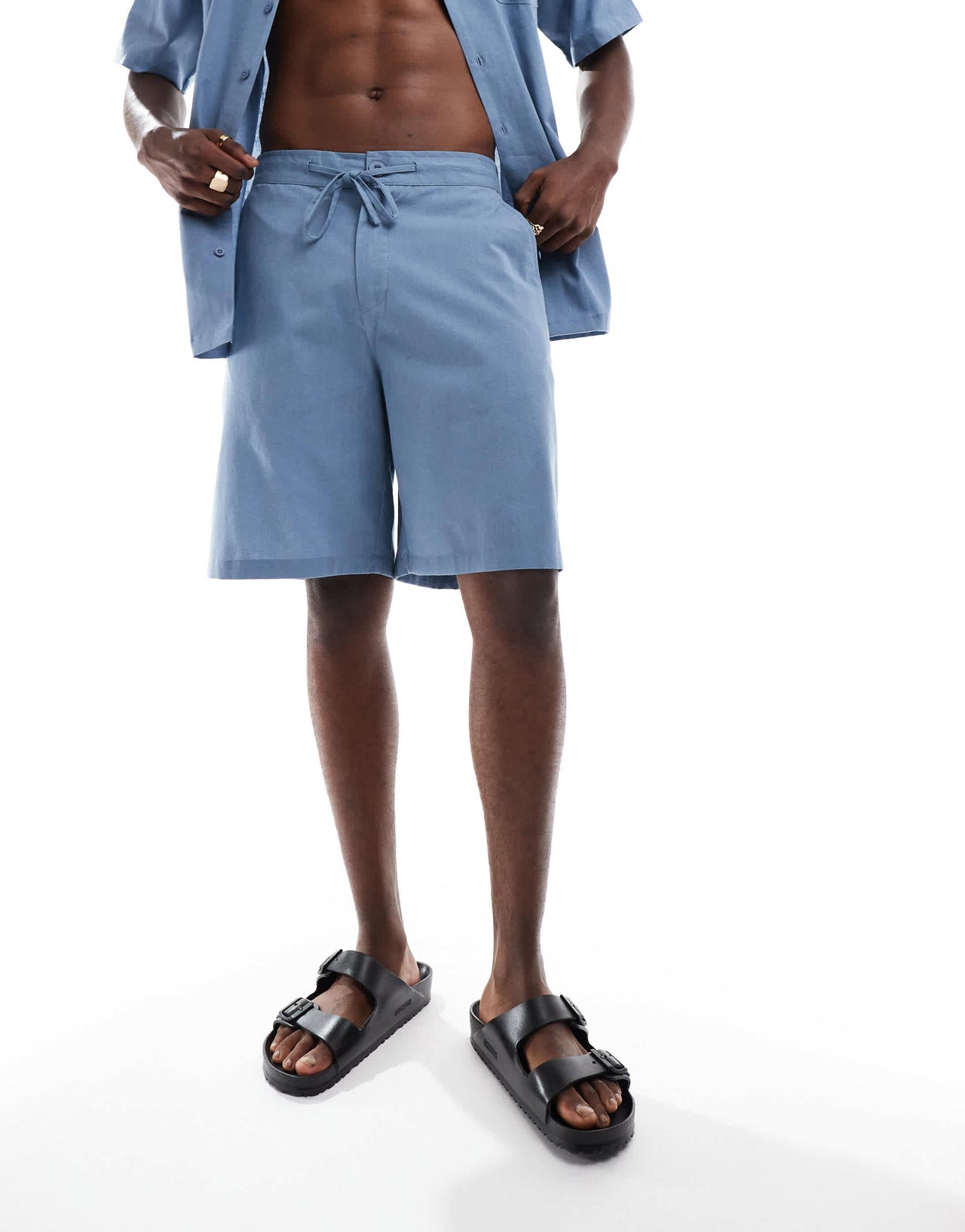 Sol Beach linen beach shorts in slate grey