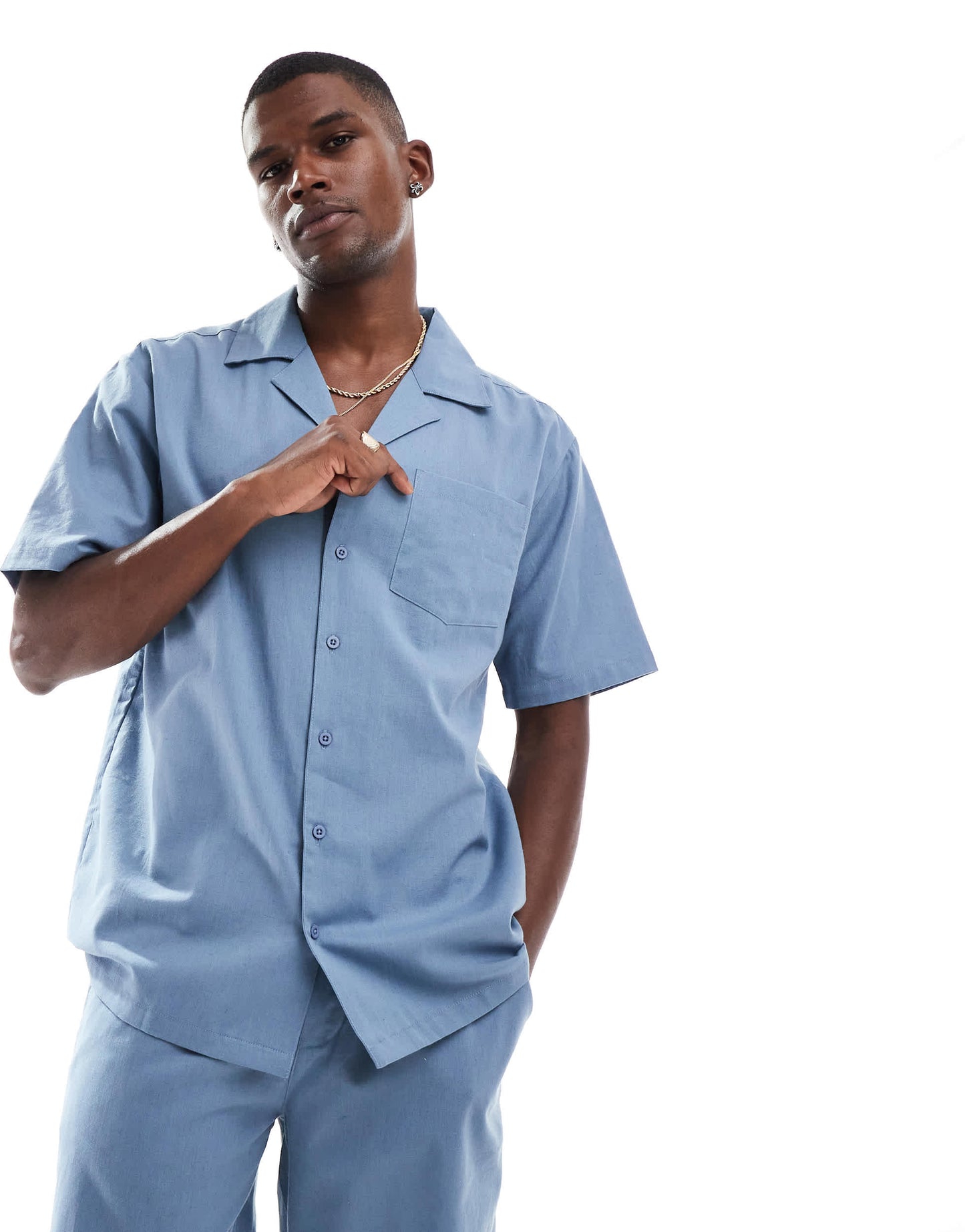 Sol Beach linen beach shirt in slate grey