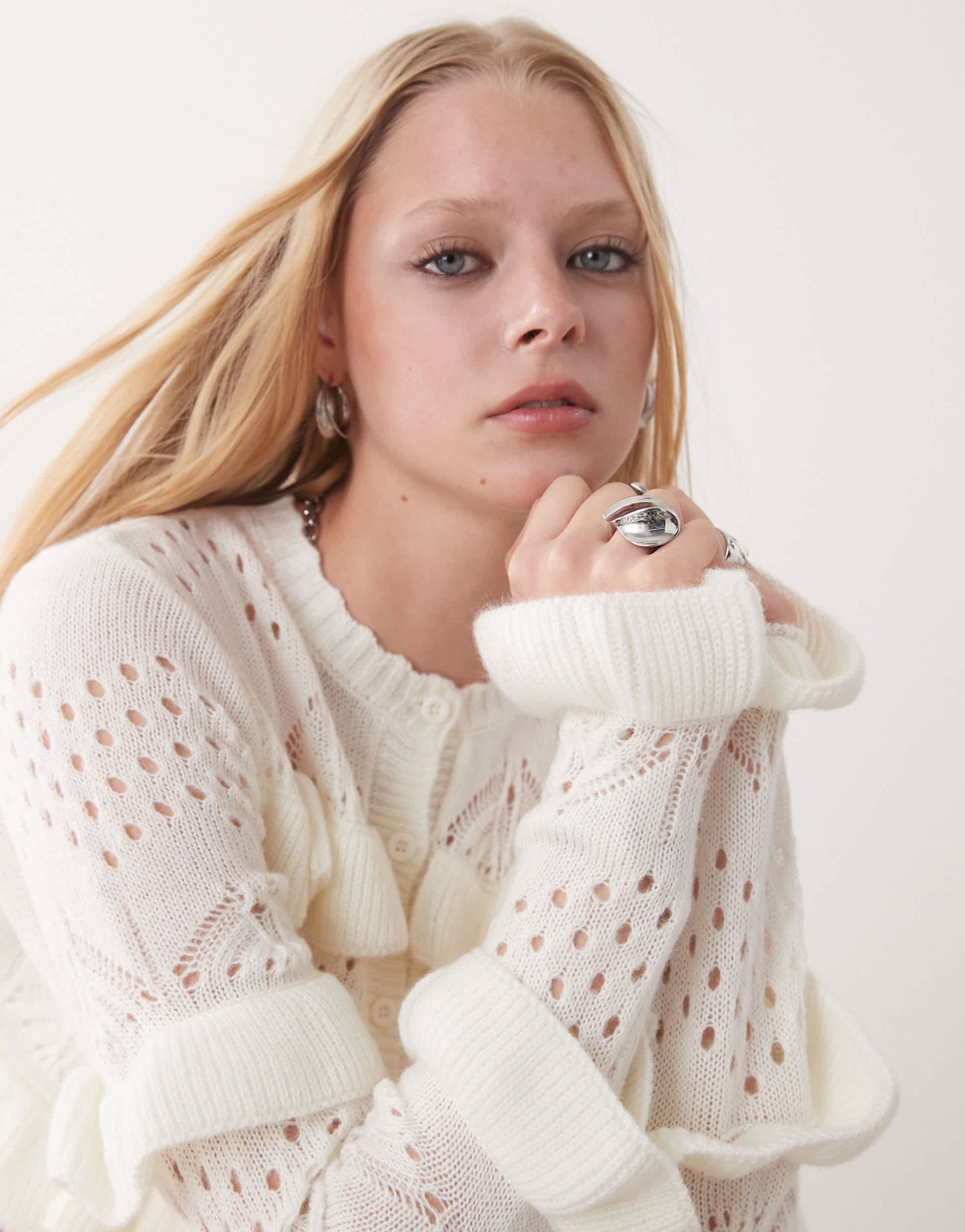 The Ragged Priest frilly cardigan in cream co-ord