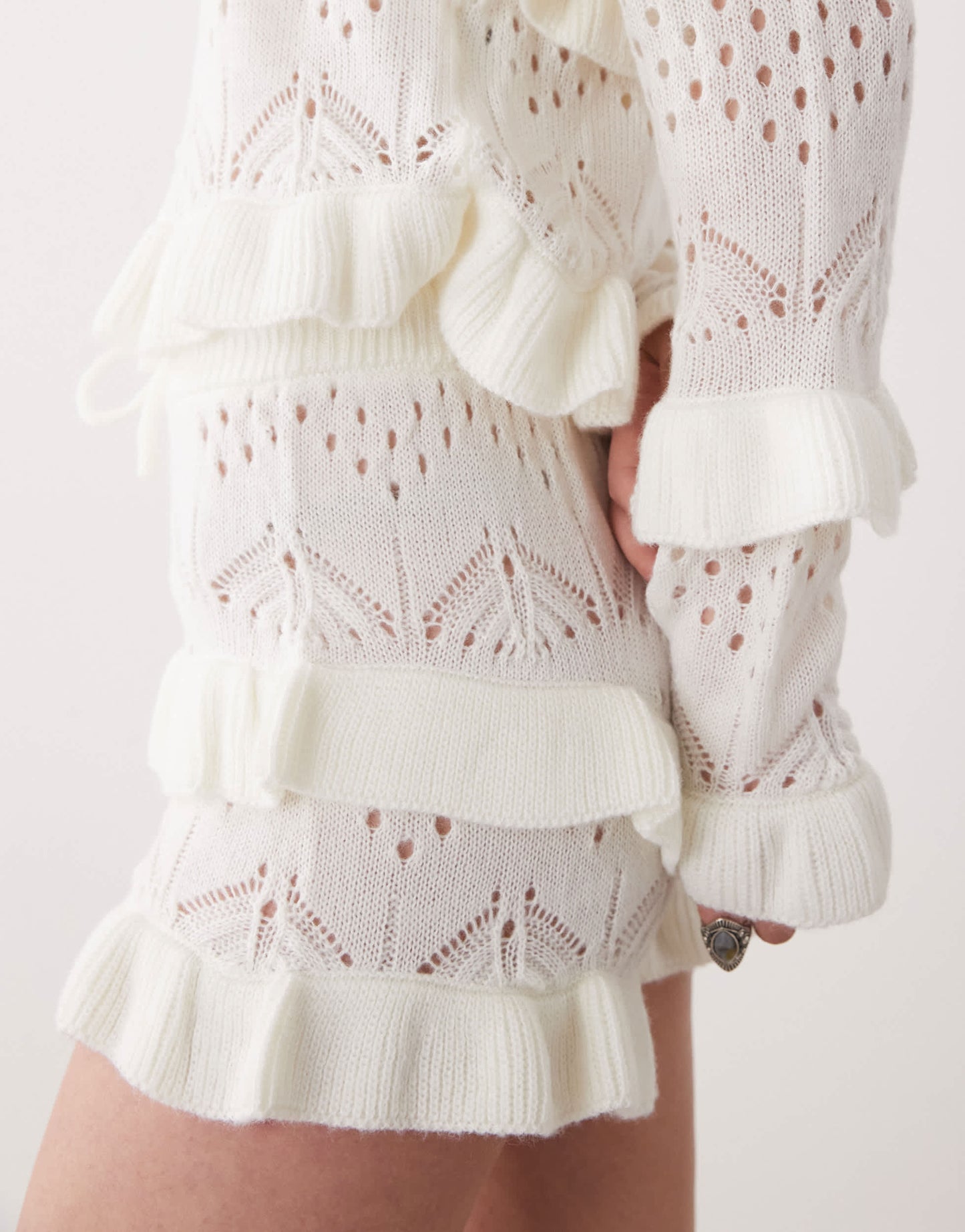 The Ragged Priest frilly shorts in cream co-ord