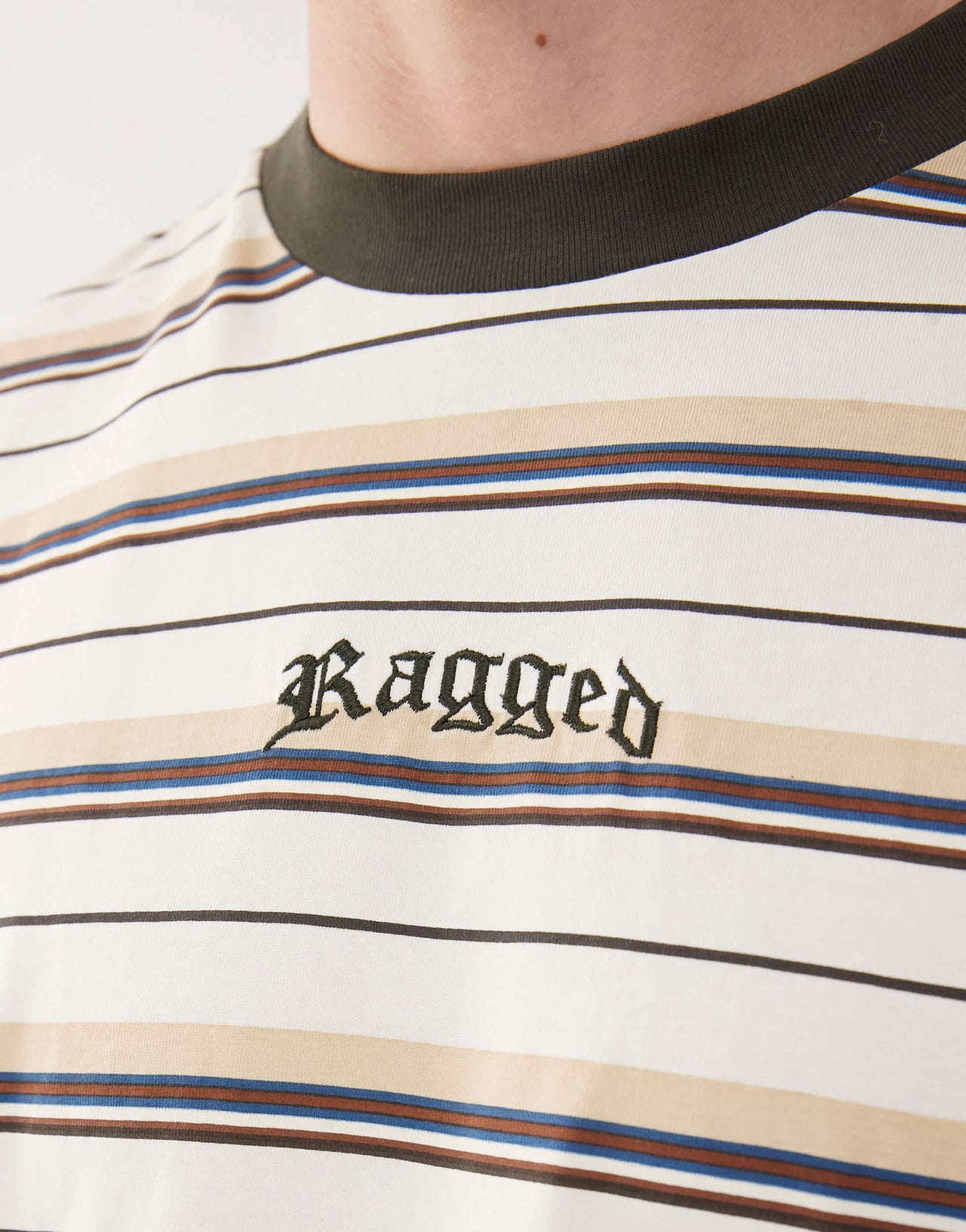 The Ragged Priest stripe t-shirt with Ragged logo in multi