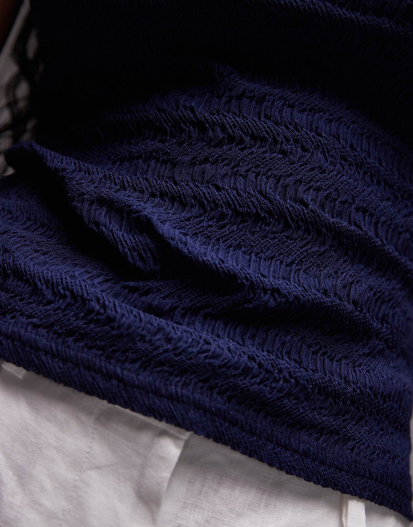 Topshop crinkle one shoulder top in navy
